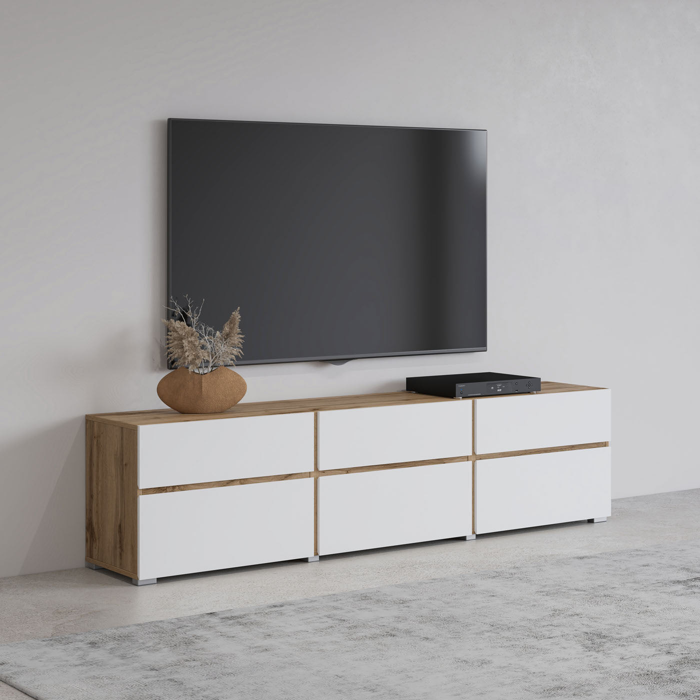 TV skapis Krosit kolekcija 180/40/48 cm Votan ozols/balts