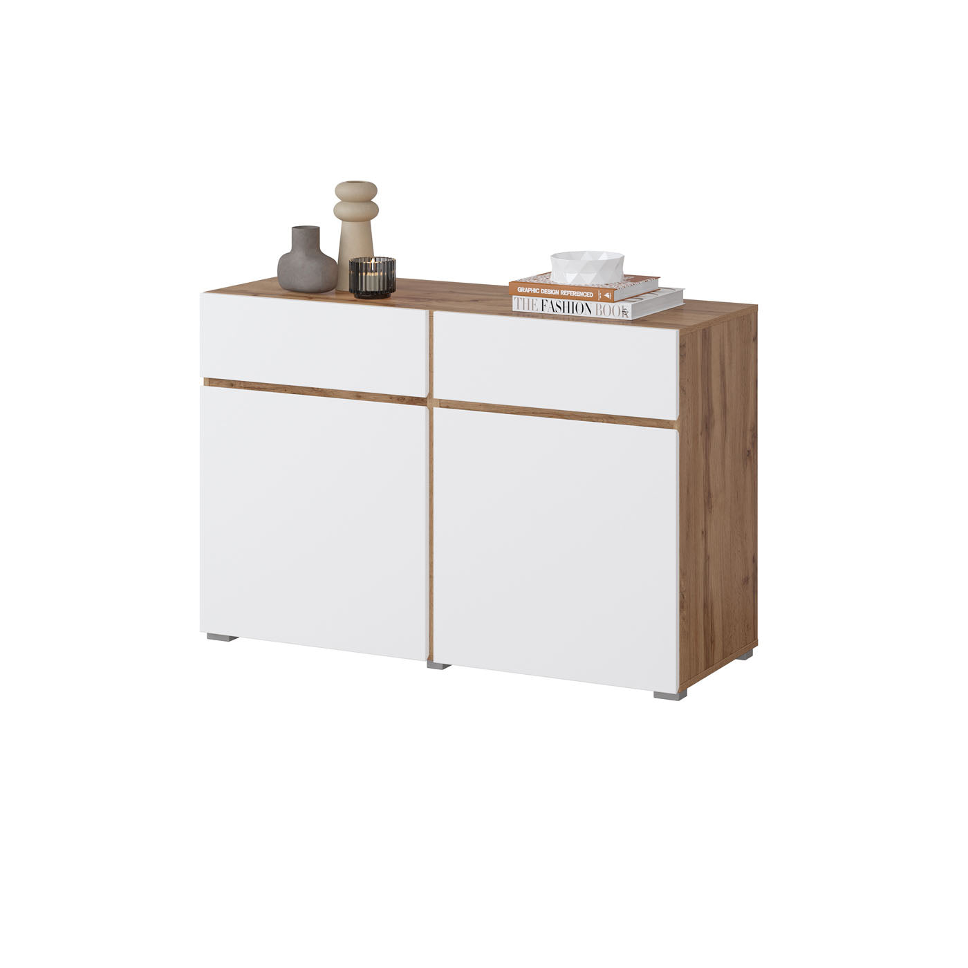 Kumode Krosit kolekcija 119/78/40 cm Votan ozols/balts - N1 Home