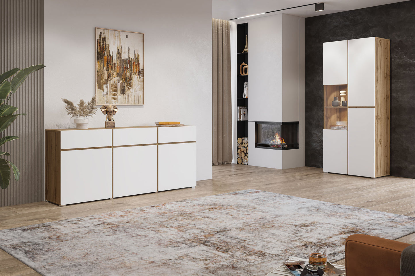 Kumode Krosit kolekcija 225/78/40 cm Votan ozols/balts - N1 Home