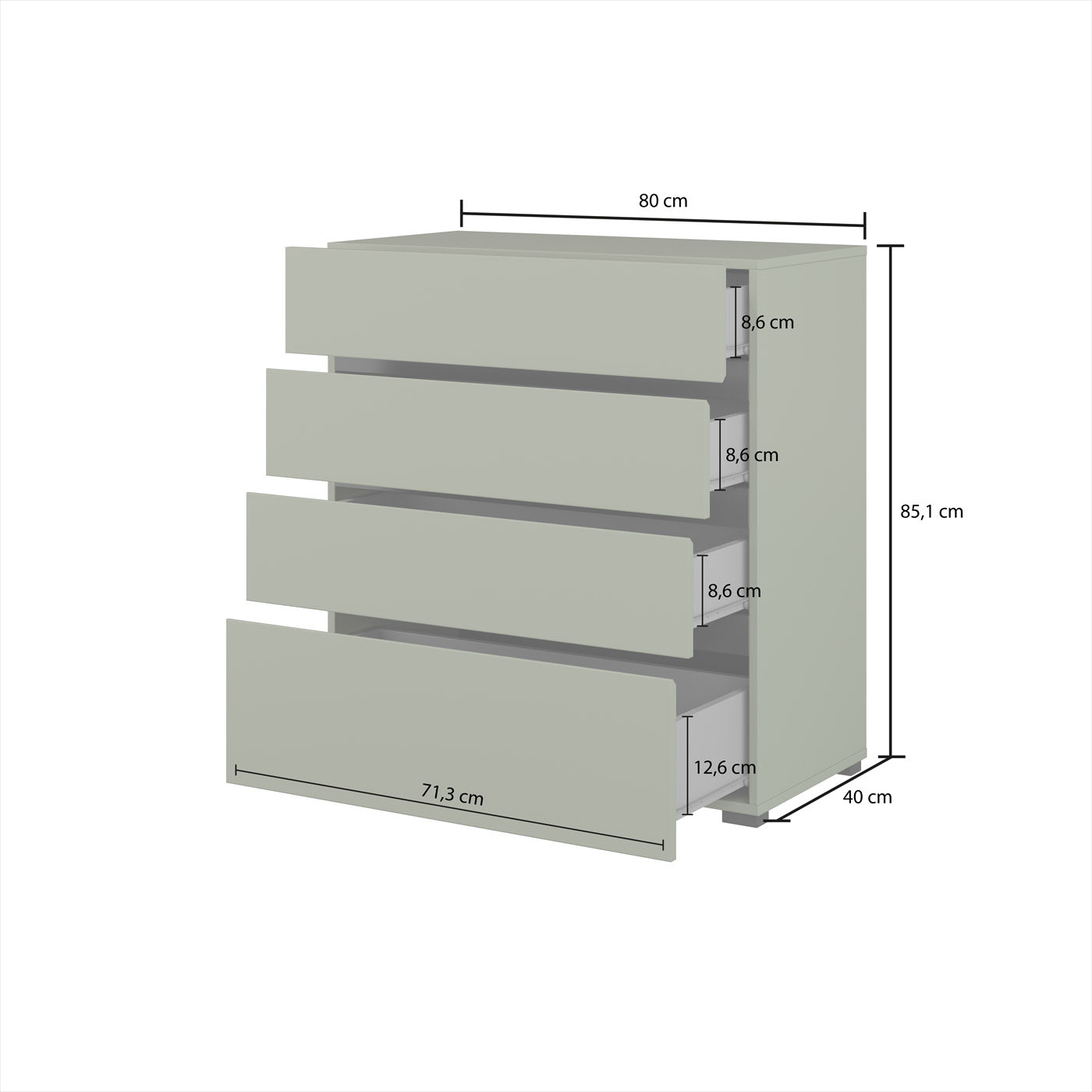 Kumode Krosit kolekcija 80/85/40 cm zaļs/melns - N1 Home