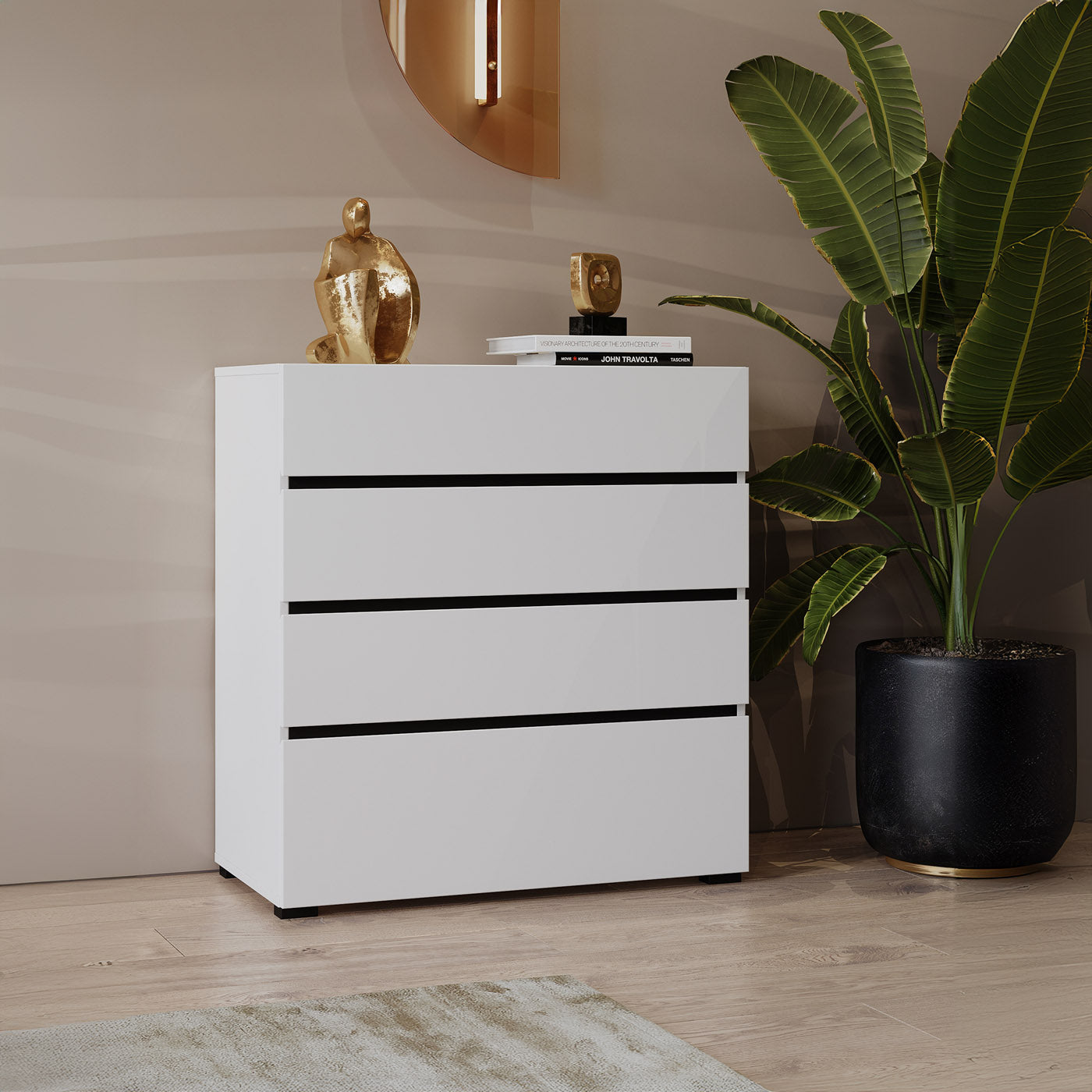 Kumode Krosit kolekcija 80/85/40 cm balts/melns