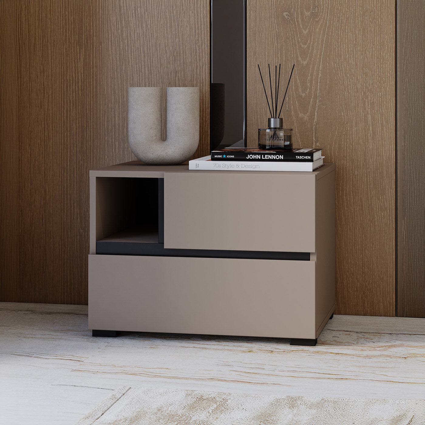 Naktsskapis (2) Krosit kolekcija 55/40/40 cm congo/melns