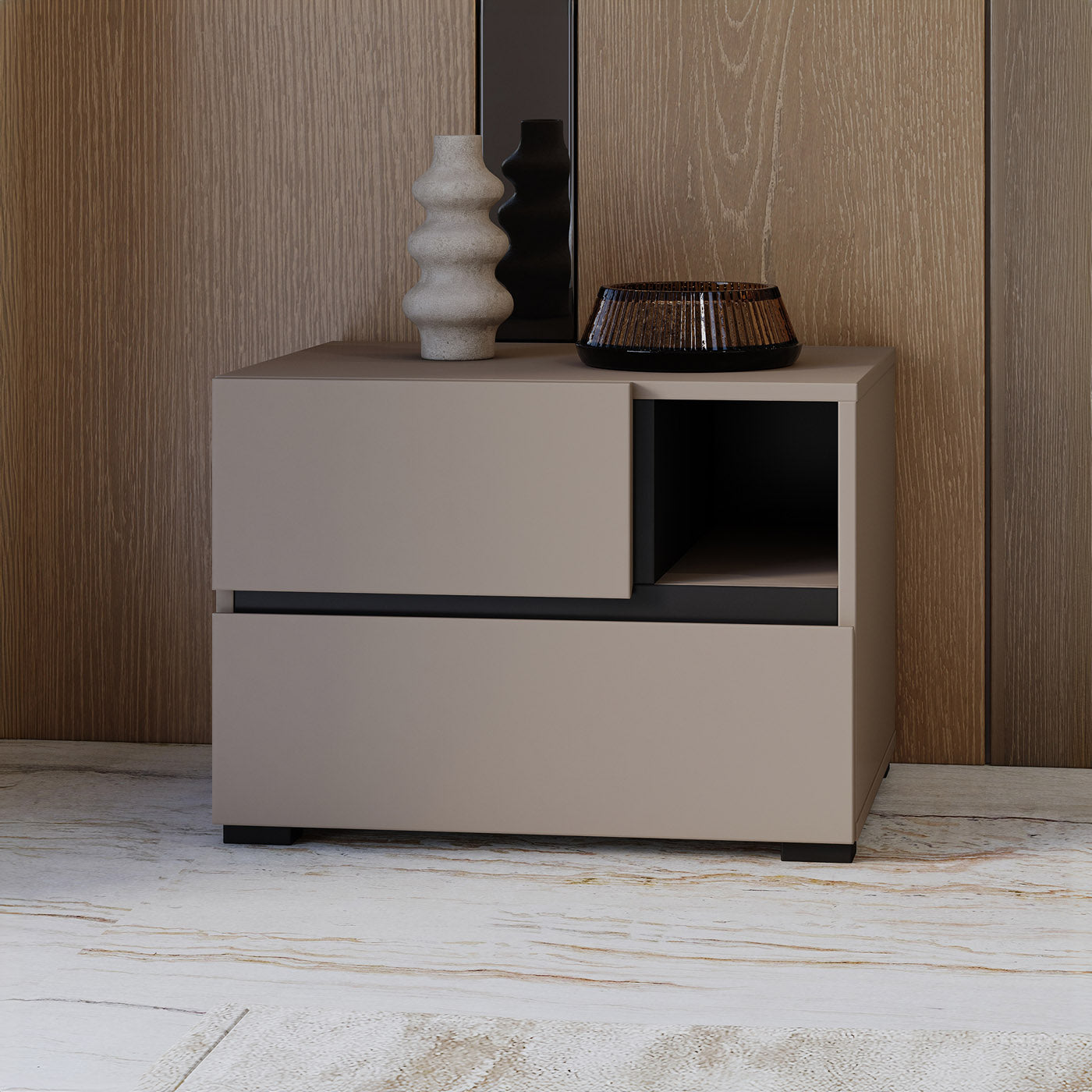 Naktsskapis (2) Krosit kolekcija 55/40/40 cm congo/melns