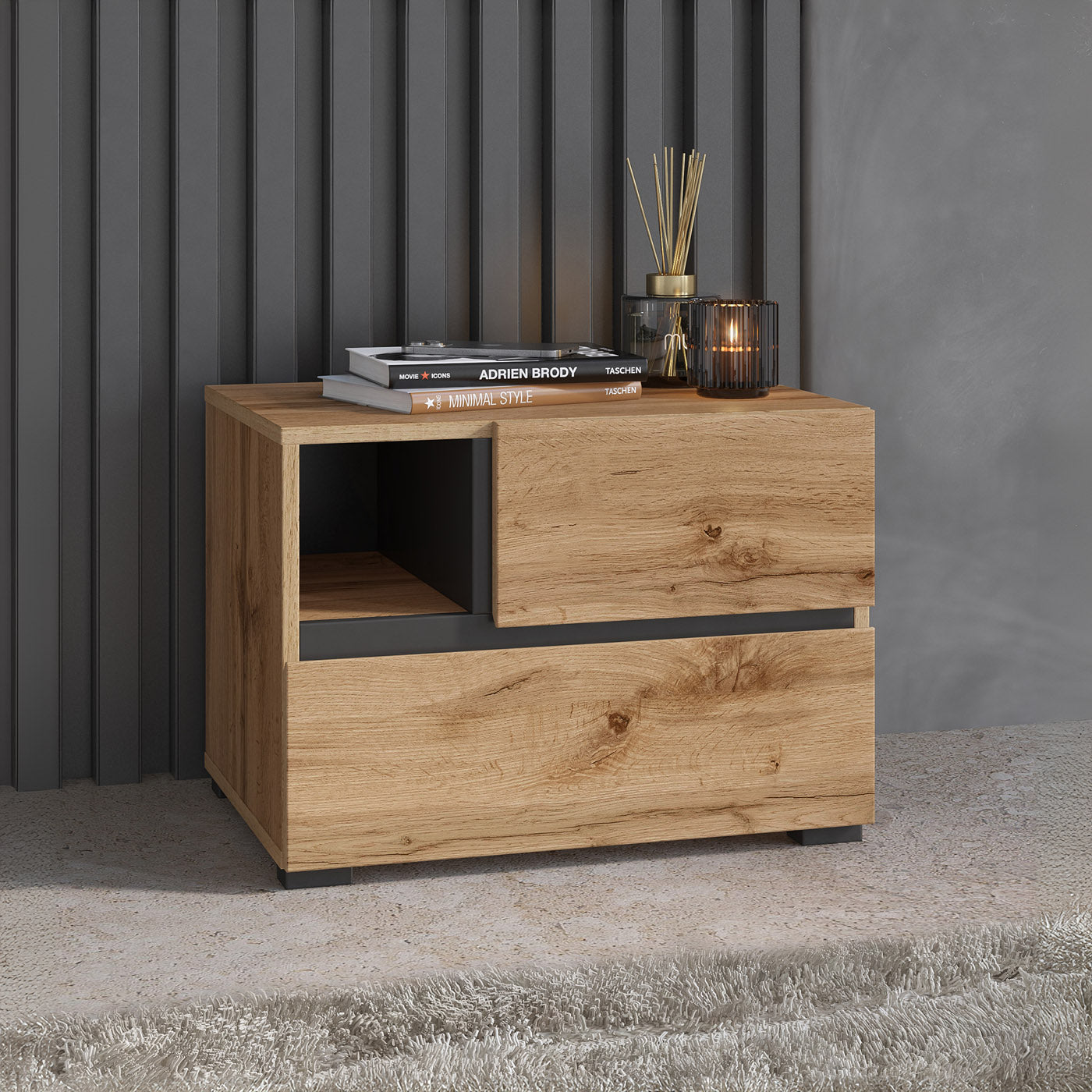 Naktsskapis (2) Krosit kolekcija 55/40/40 cm votan ozols