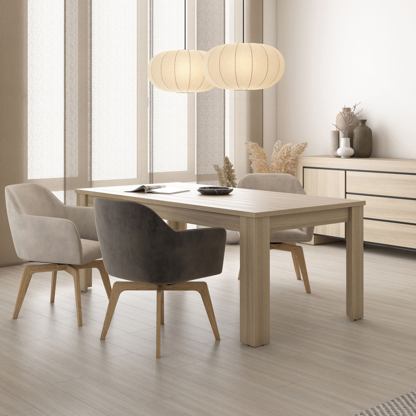 Galds Cabira II 190/100/76 cm elegants ozols/melns