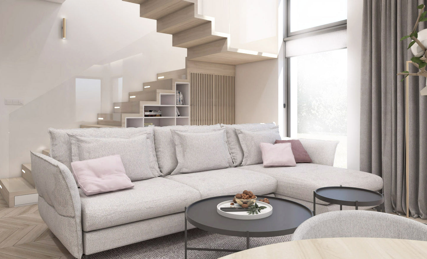 Dīvāns Carmen Corner S2 Befame 318/187/101 cm olīves