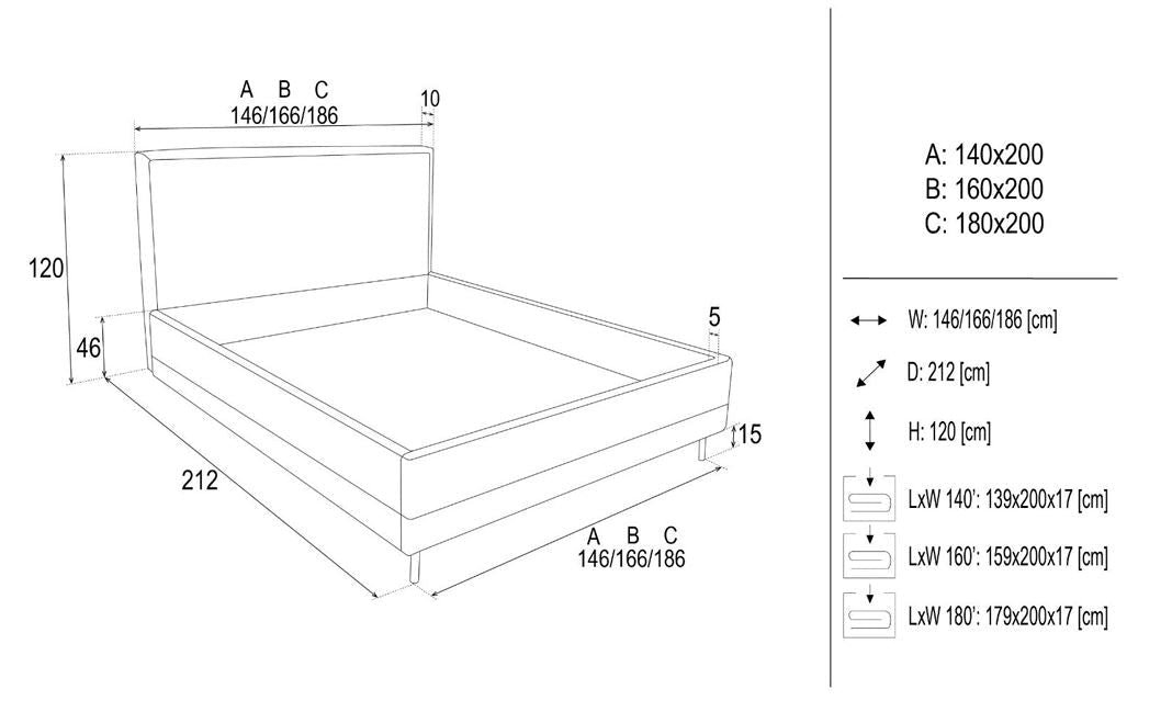 Gulta Clear 140/160/180 x 200 cm gaiši bēšs - N1 Home