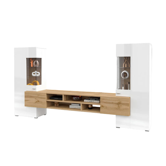 Sienas bloks Cobas 270/143/45cm Votan ozols/balts - N1 Home