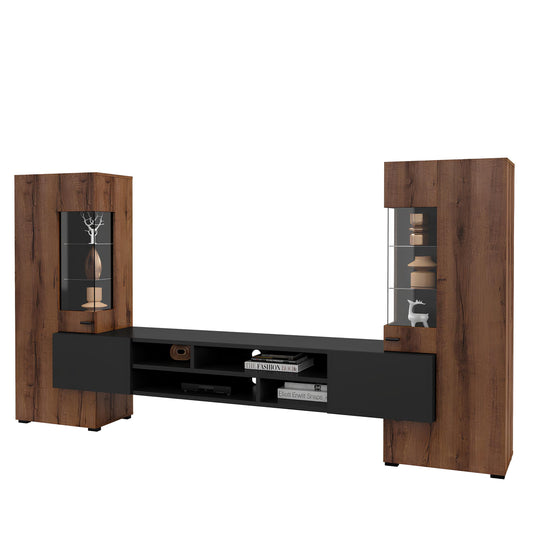 Sienas bloks Cobas 270/143/45cm Monasteri ozols/melns oniks - N1 Home