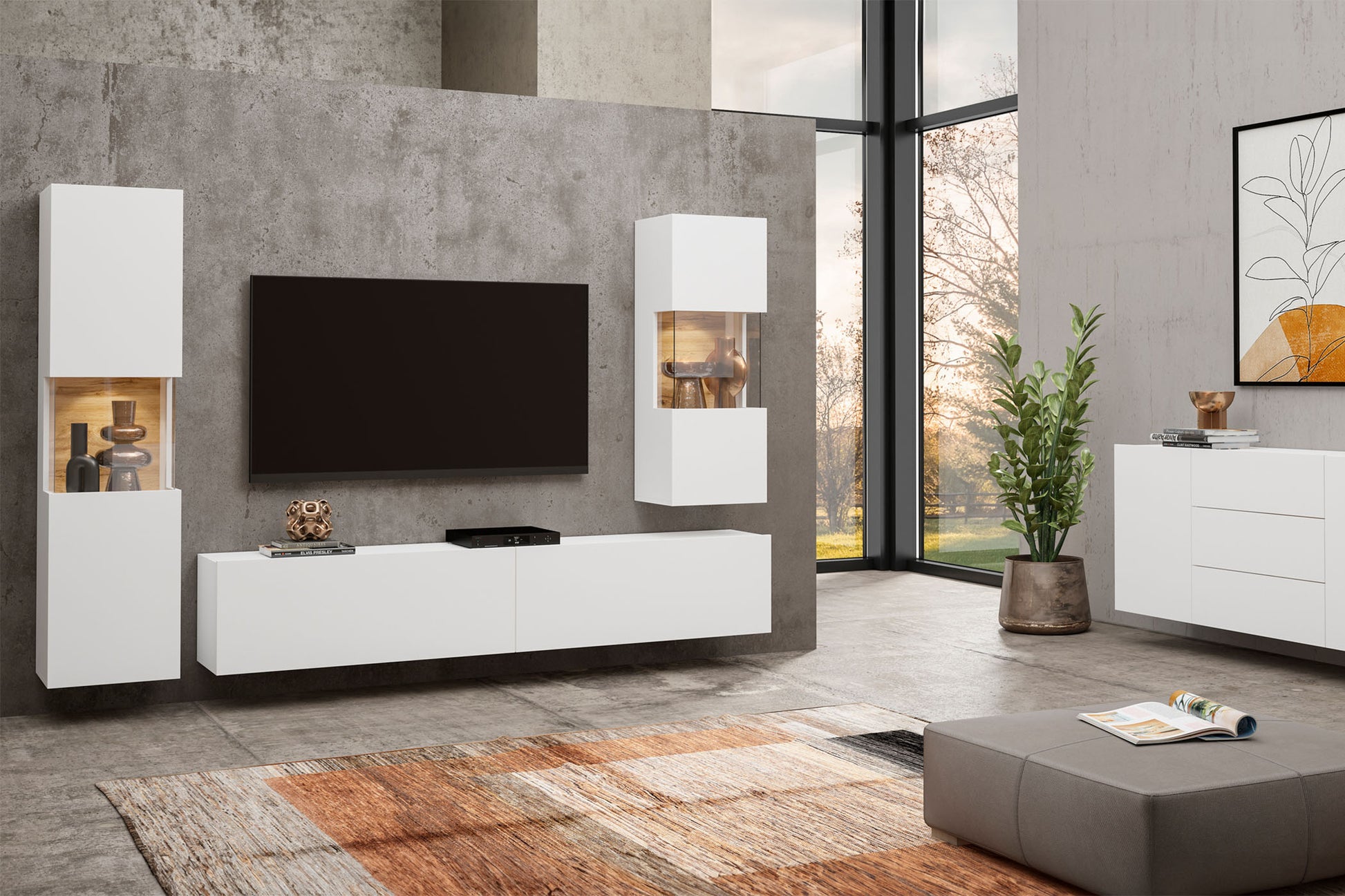 Kumode Avalon 120/35/62 cm balts/Votan ozols - N1 Home