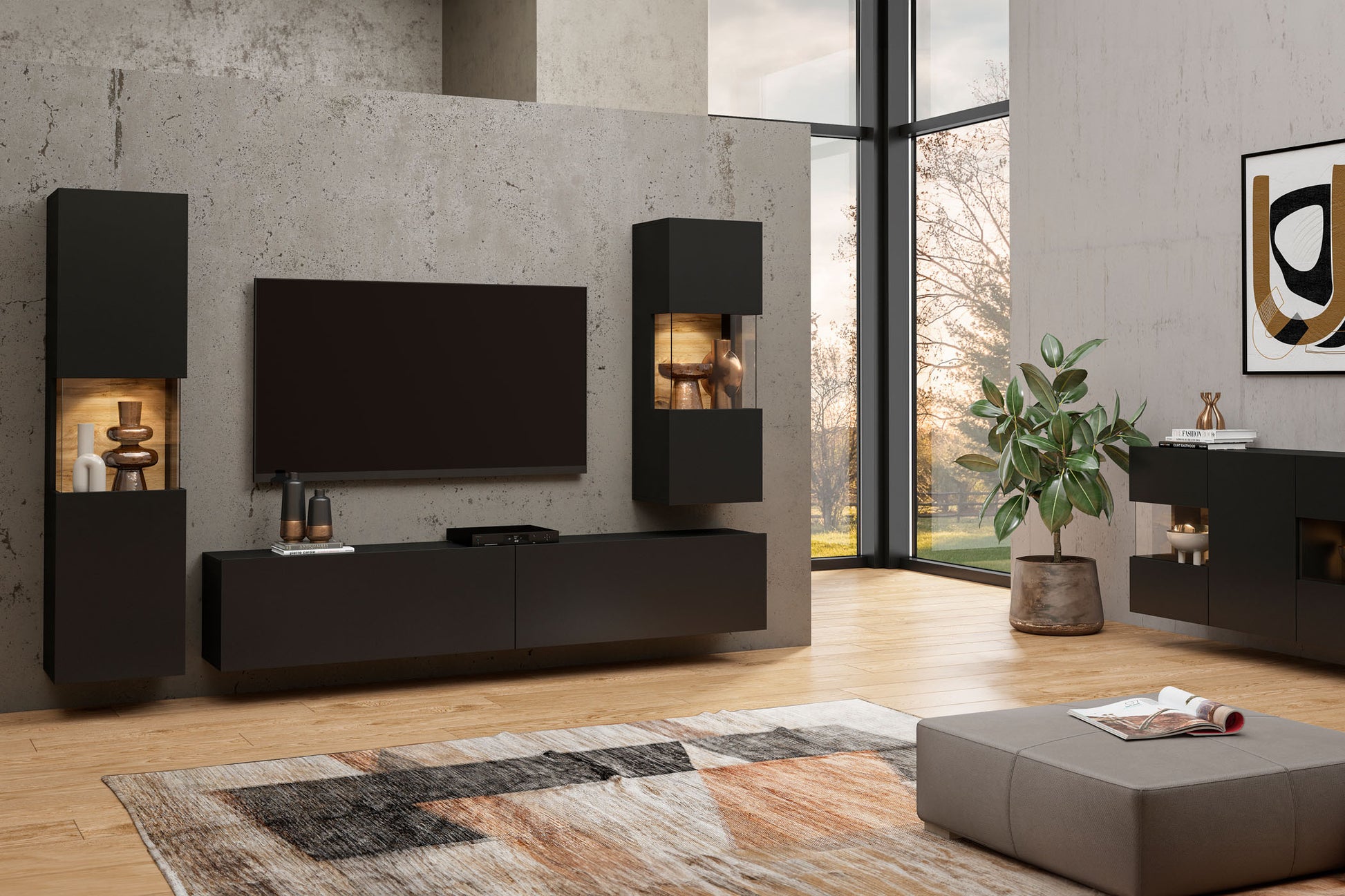 Kumode Avalon 120/35/62 cm melns onyx - N1 Home