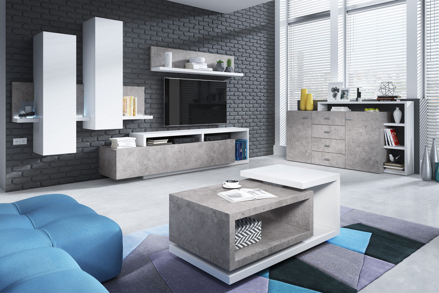 Skapis Botas 152/235/142 cm balts/betons Kolorādo