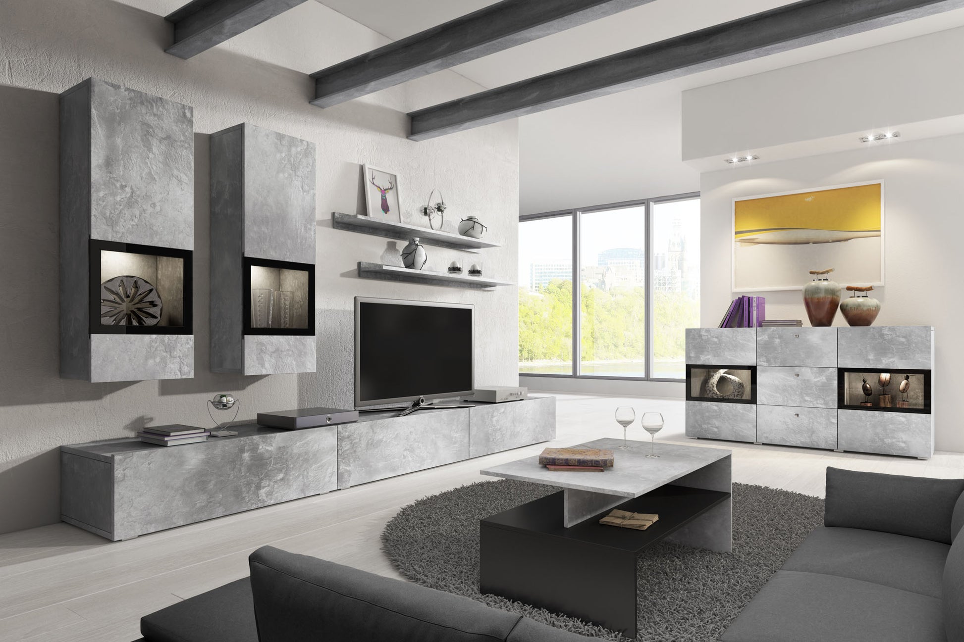 Kafijas galds Barots 100/60/45 cm šīferis/melns - N1 Home