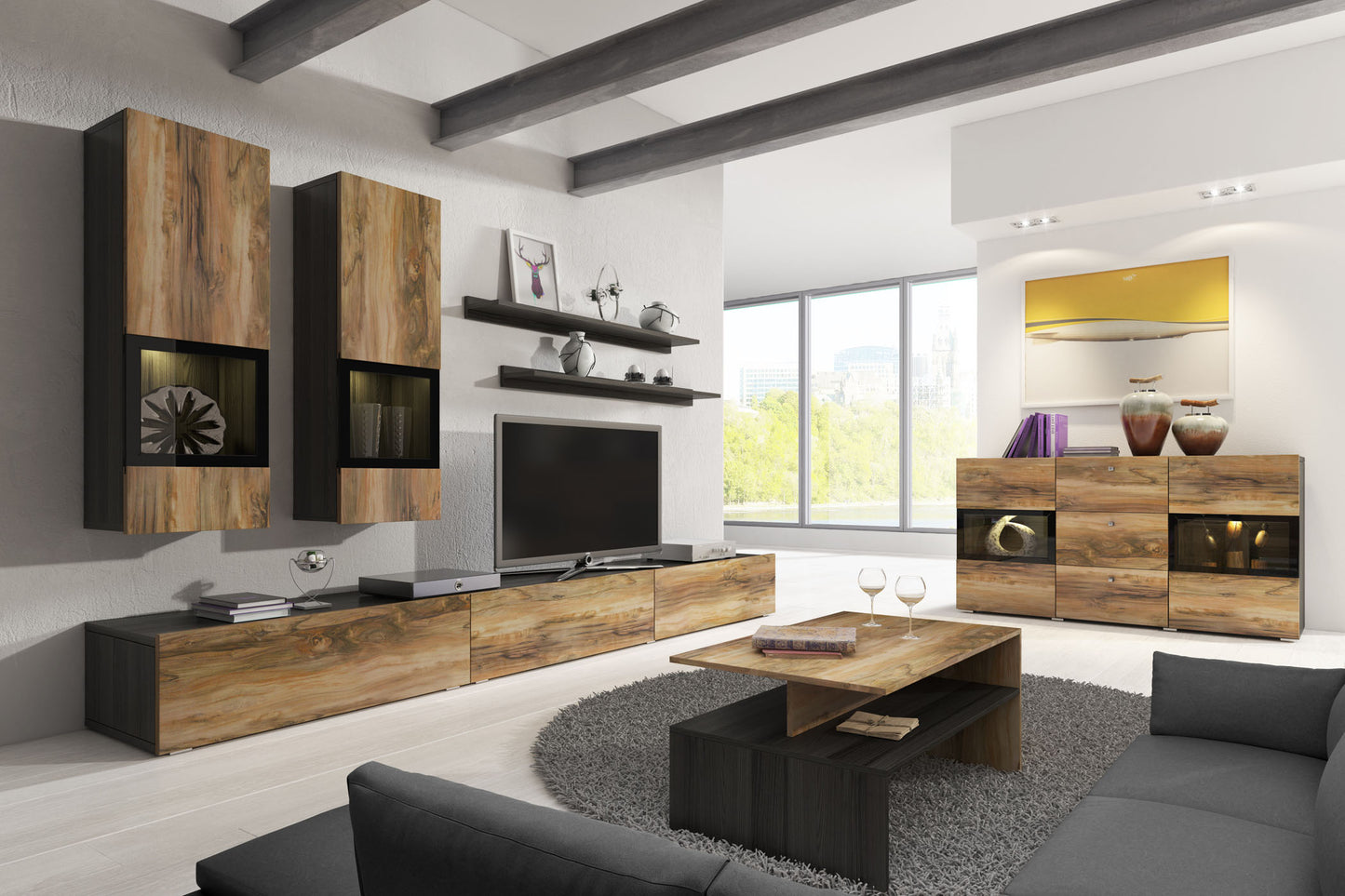 Sienas bloks Barots 270/41 cm Votan ozols/melns