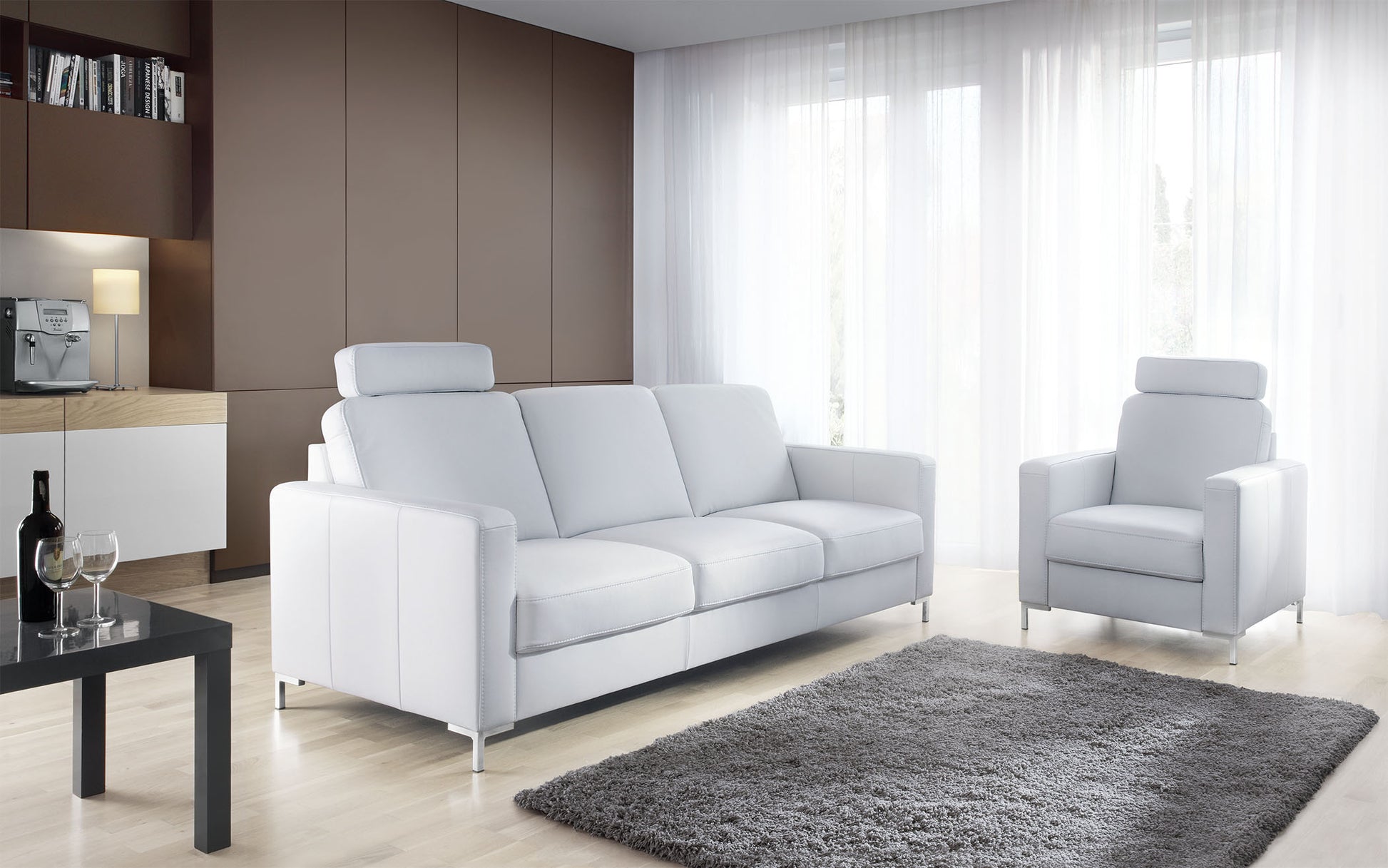 Dīvāns Basor 155;219/85/91 cm melns (adā) - N1 Home