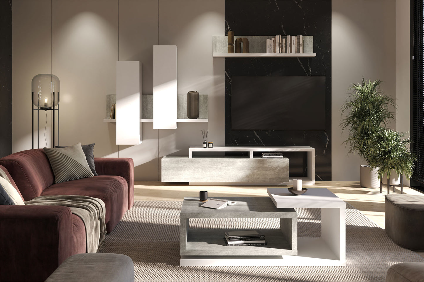 Skapis Botas 152/235/142 cm balts/betons Kolorādo