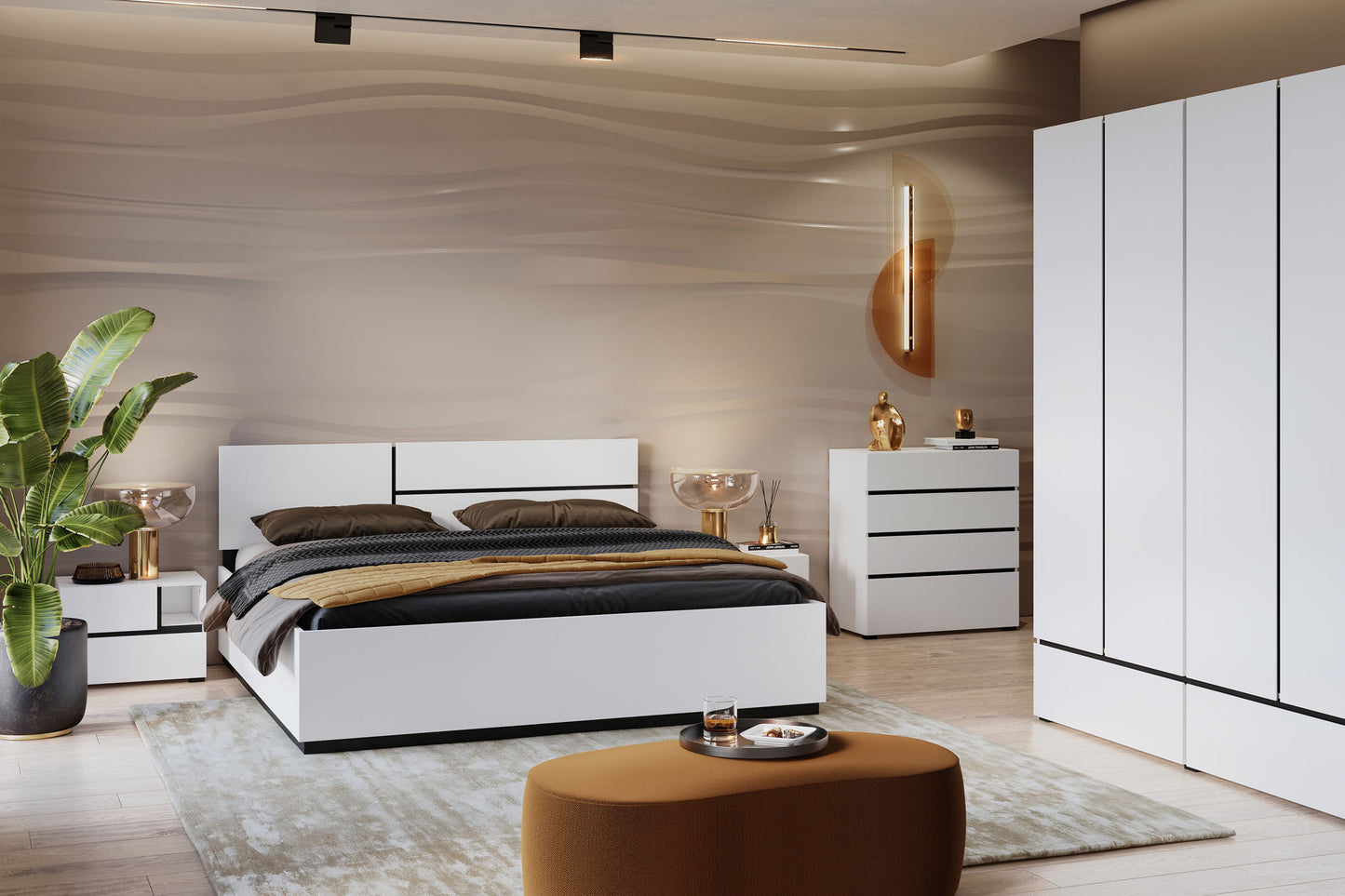 Kumode Krosit kolekcija 80/150/40 cm balts/melns