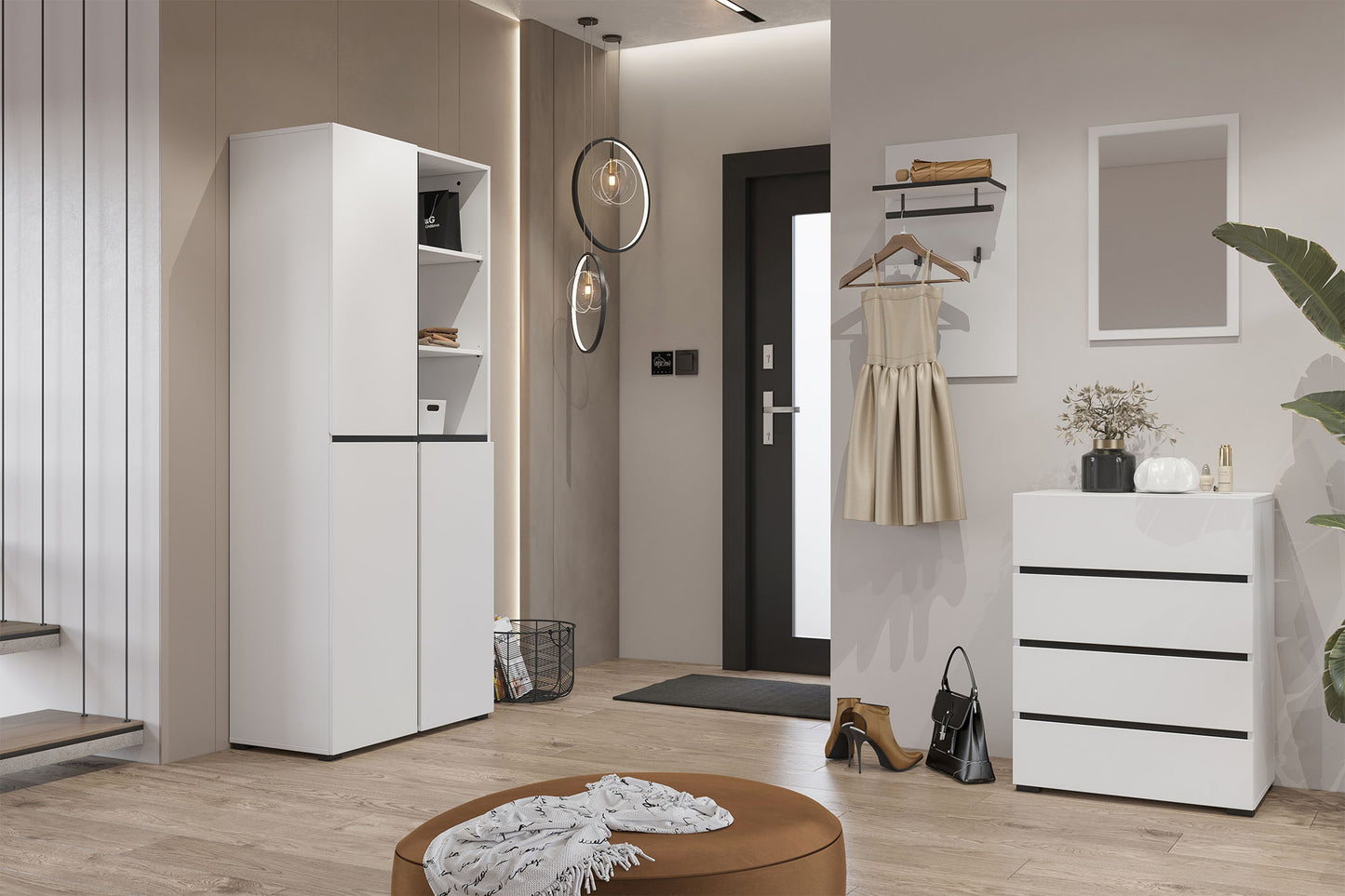 Sienas panelis ar āķiem Krosit kolekcija 40/70/20 cm balts