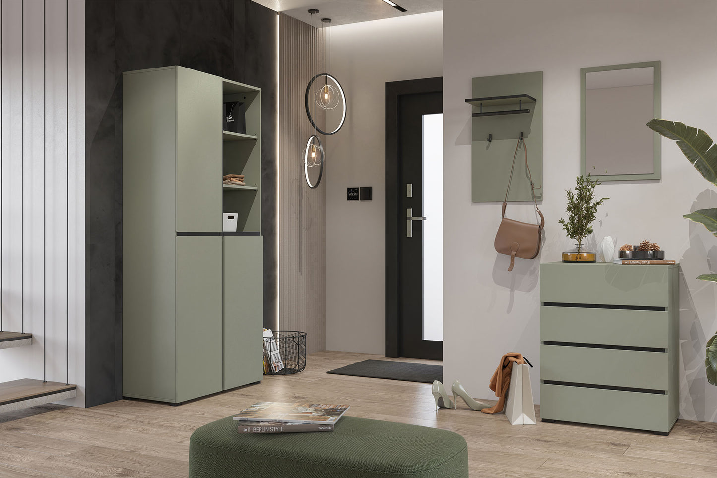 Sienas panelis ar āķiem Krosit kolekcija 40/70/20 cm zaļs