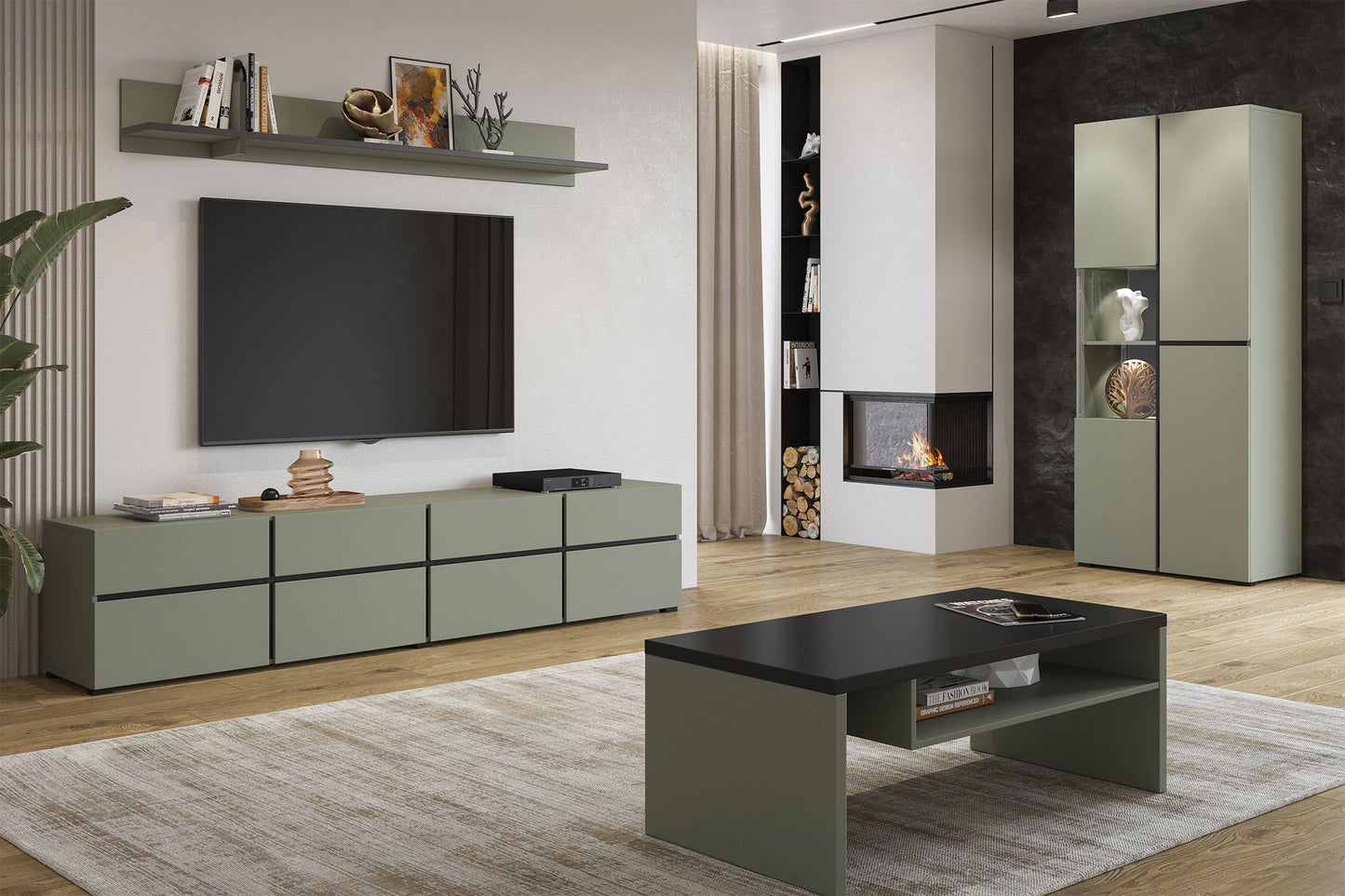 Vitrīnas skapis Krosit kolekcija 79/183/40 cm zaļs/melns