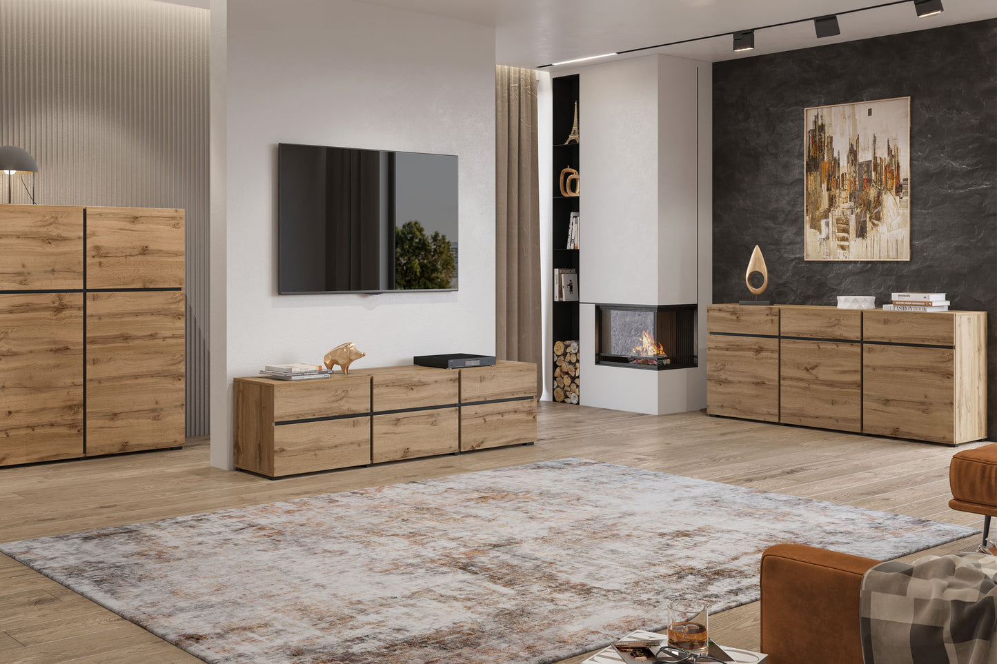 Vitrīnas skapis Krosit kolekcija 79/183/40 cm Votan ozols