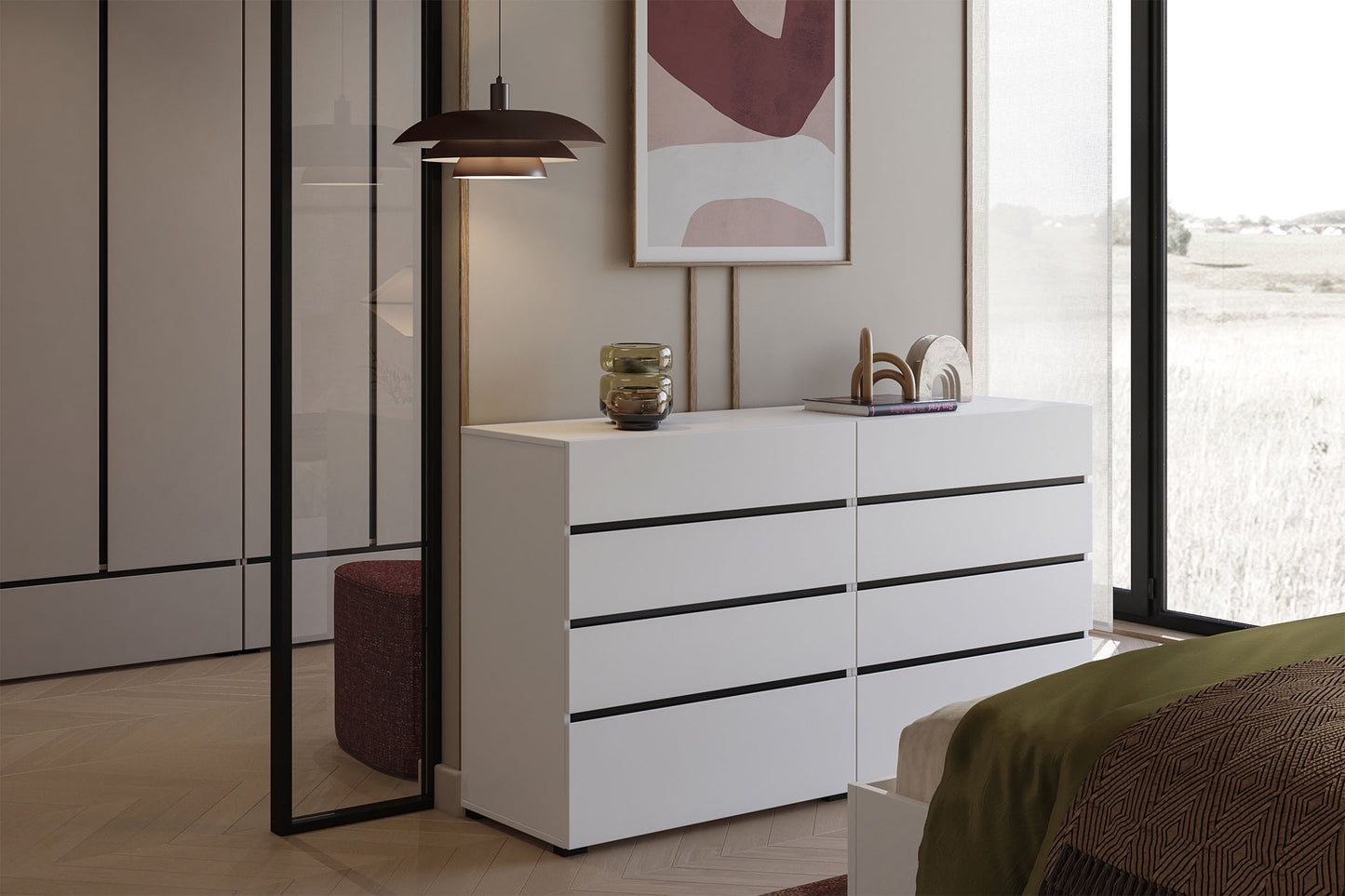 Kumode Krosit kolekcija 80/85/40 cm balts/melns