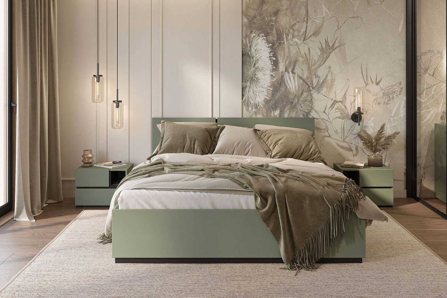 Gulta Krosit kolekcija 160;180/200 cm zaļs/melns