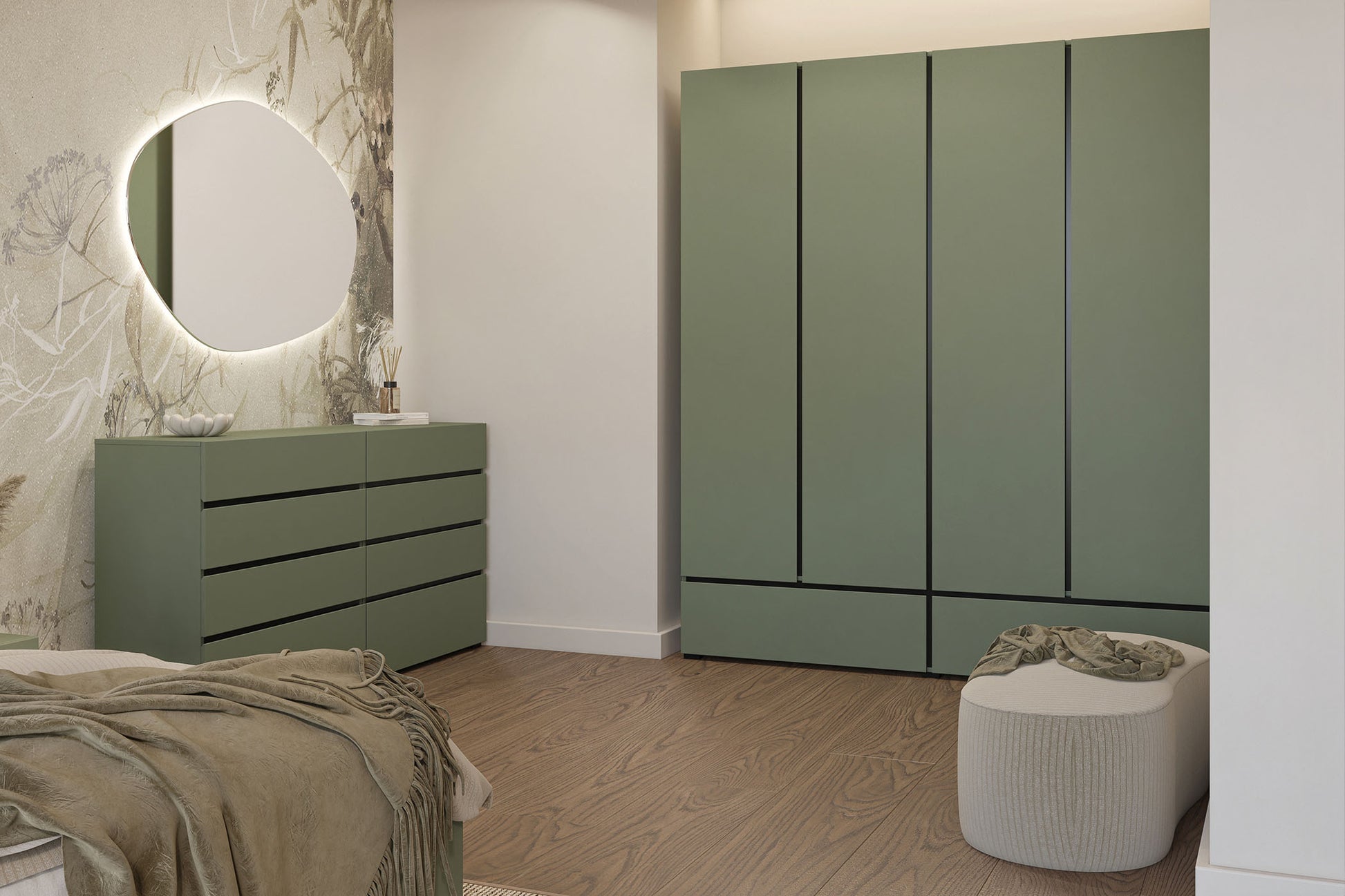 Kumode Krosit kolekcija 80/85/40 cm zaļs/melns - N1 Home