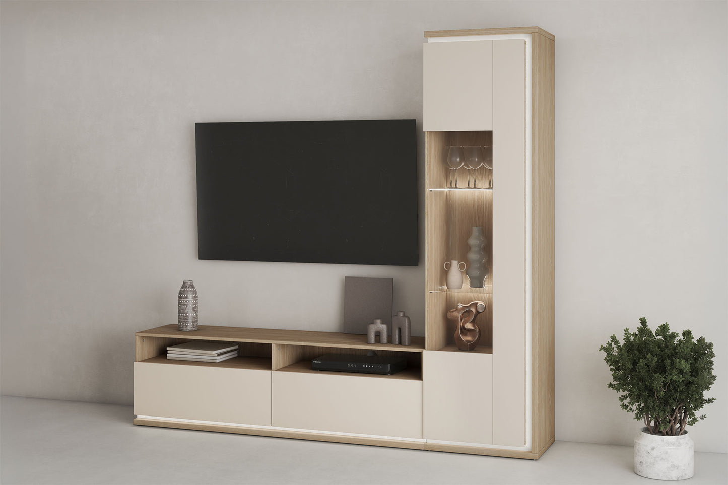 TV skapis Dors 160/46/41 cm eļļos ozols/kašmirs