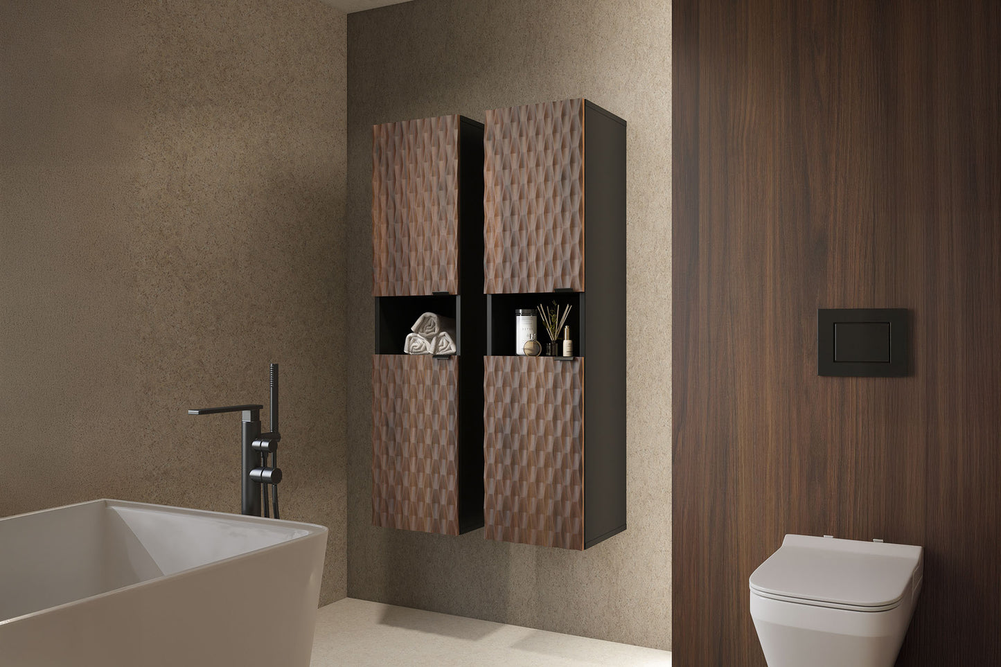 Skapis Enoza 33/133/35 cm Catania/melns oniks - N1 Home