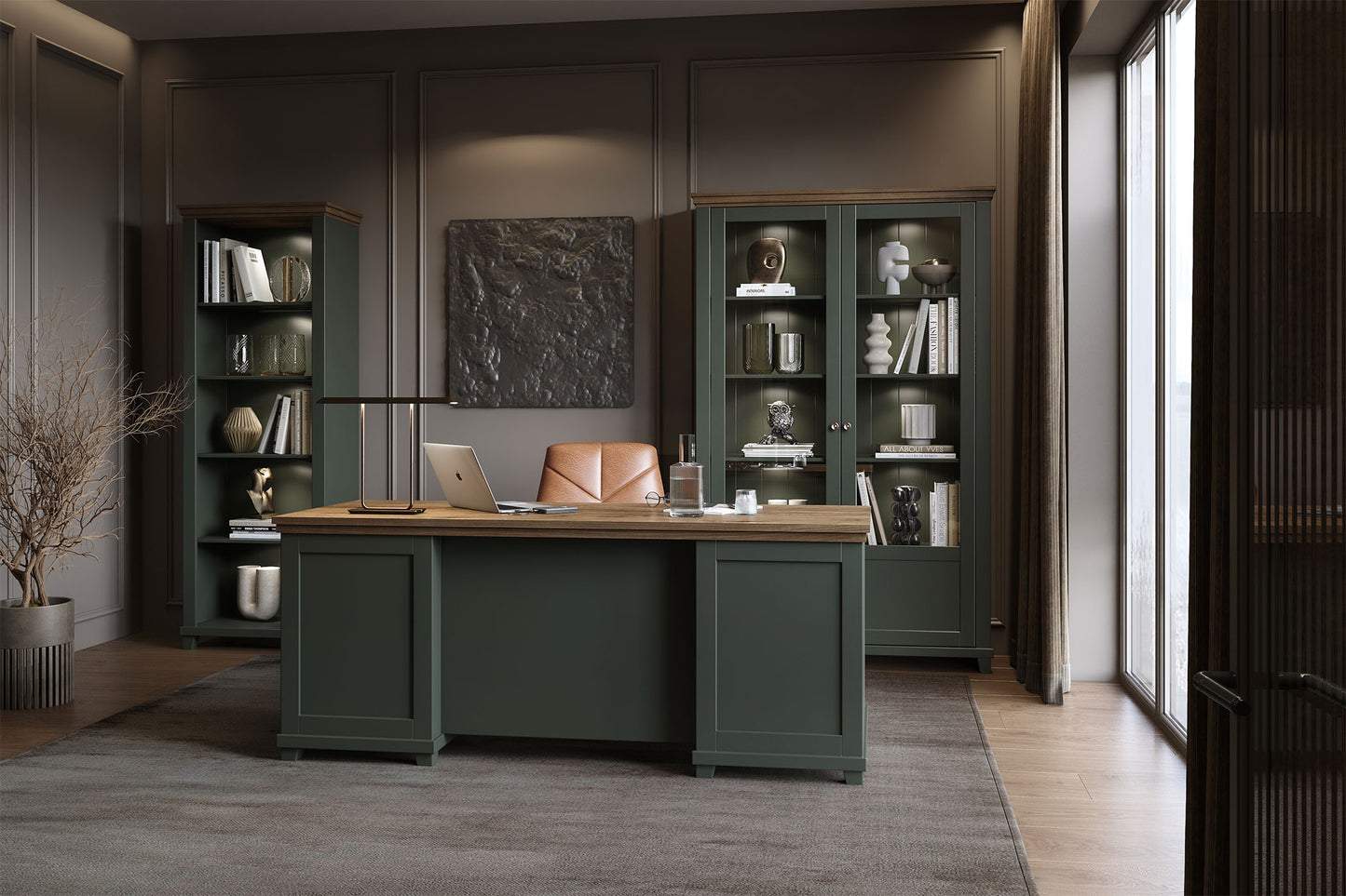 Rakstāmgalds Evtar 140/70/77 cm zaļs/Lefkas ozolkoka lamināts