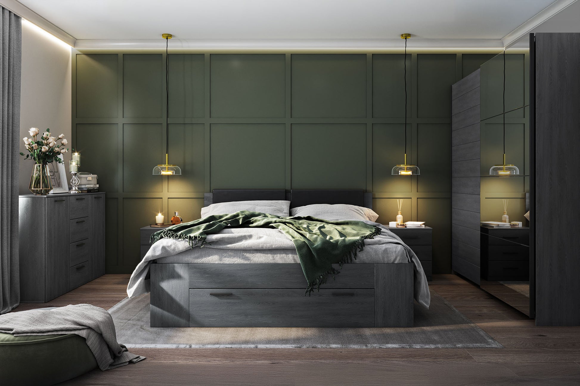 Kumode Galateja 132/93/38 cm carbon ozols - N1 Home