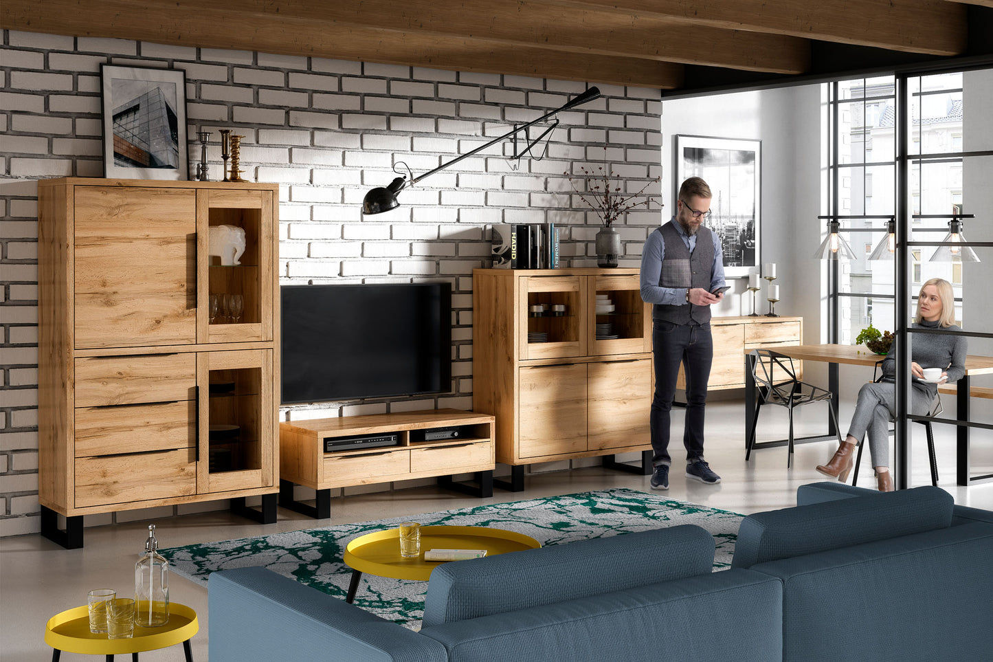 TV skapis Hallis 124/50/50 cm Votan ozols