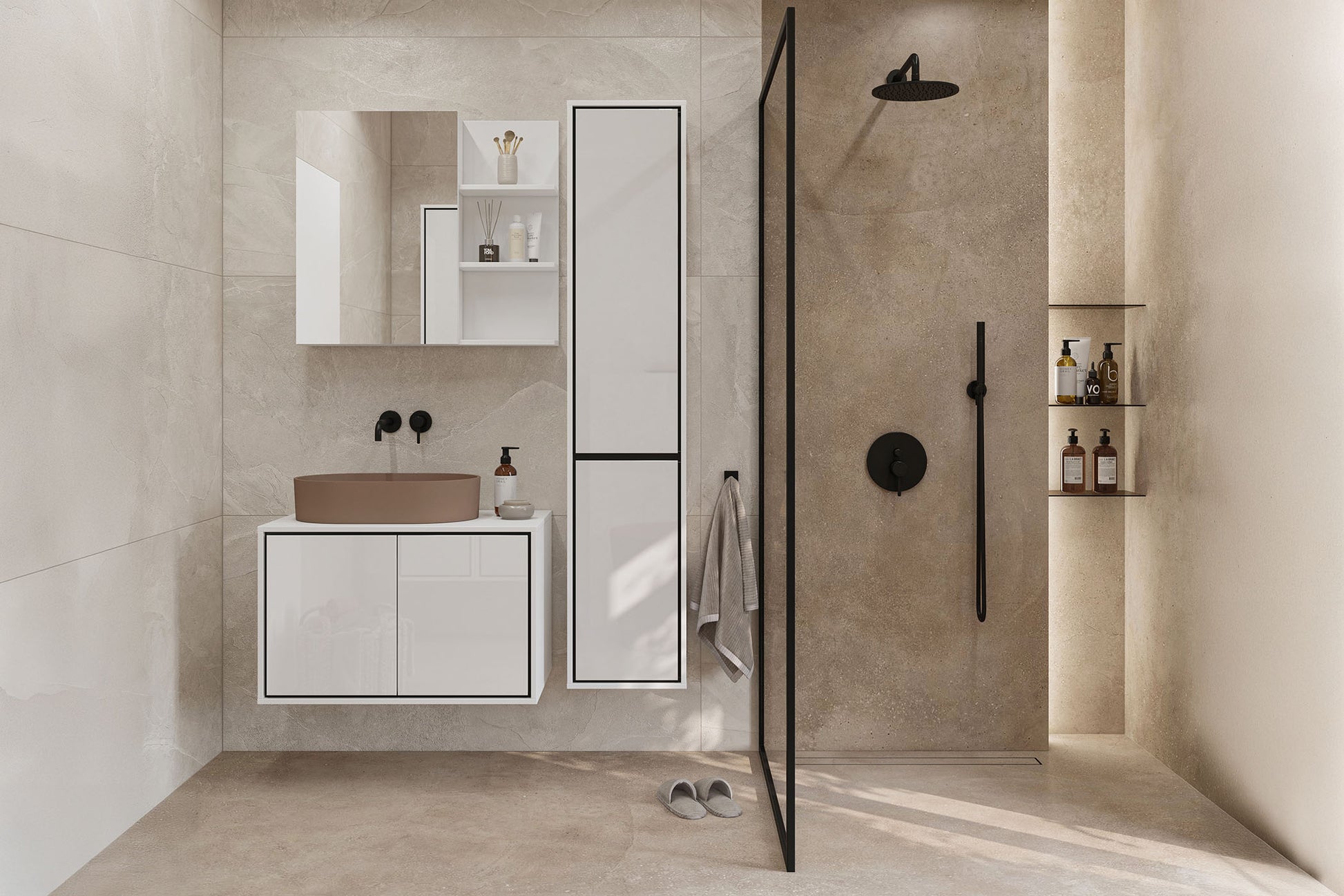 Skapis Iriva 35/30/72 cm balts/melns - N1 Home