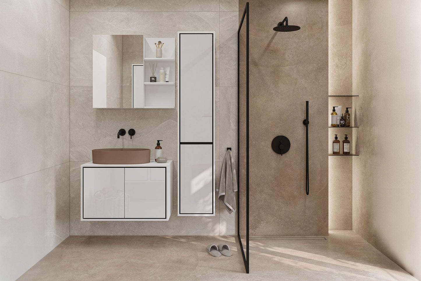Skapis Iriva 35/30/172 cm balts/melns - N1 Home