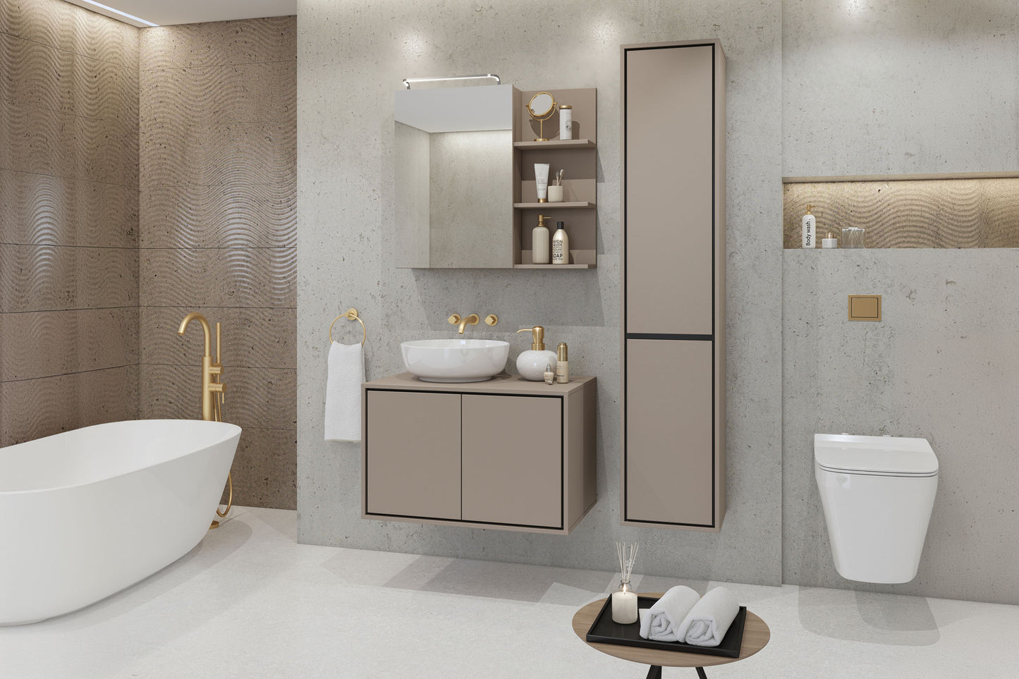 Skapis Iriva 35/30/172 cm congo/melns - N1 Home