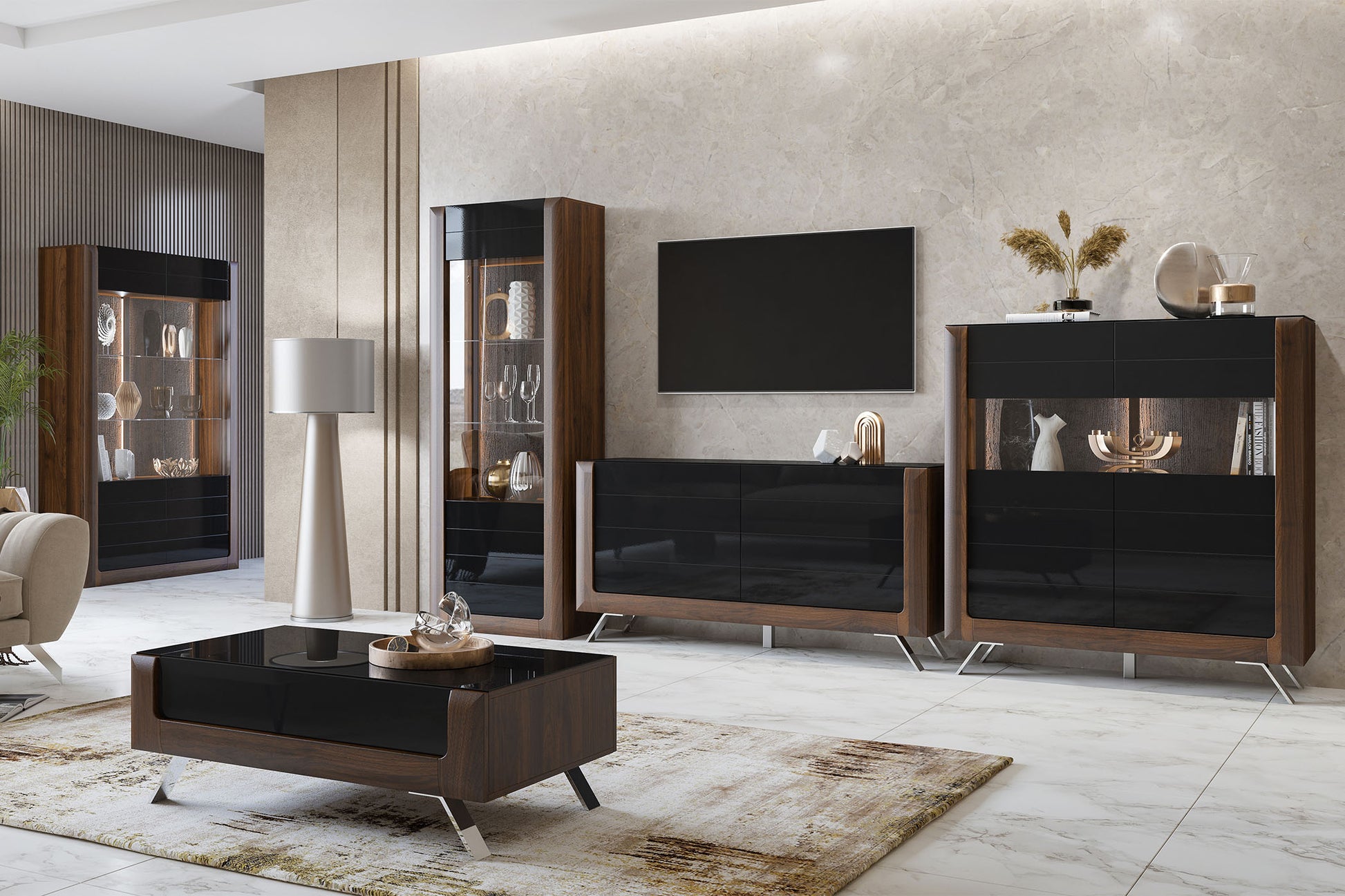 Kumode Kavasari 161/44/81 cm Kolumbijas valrieksts/melns - N1 Home