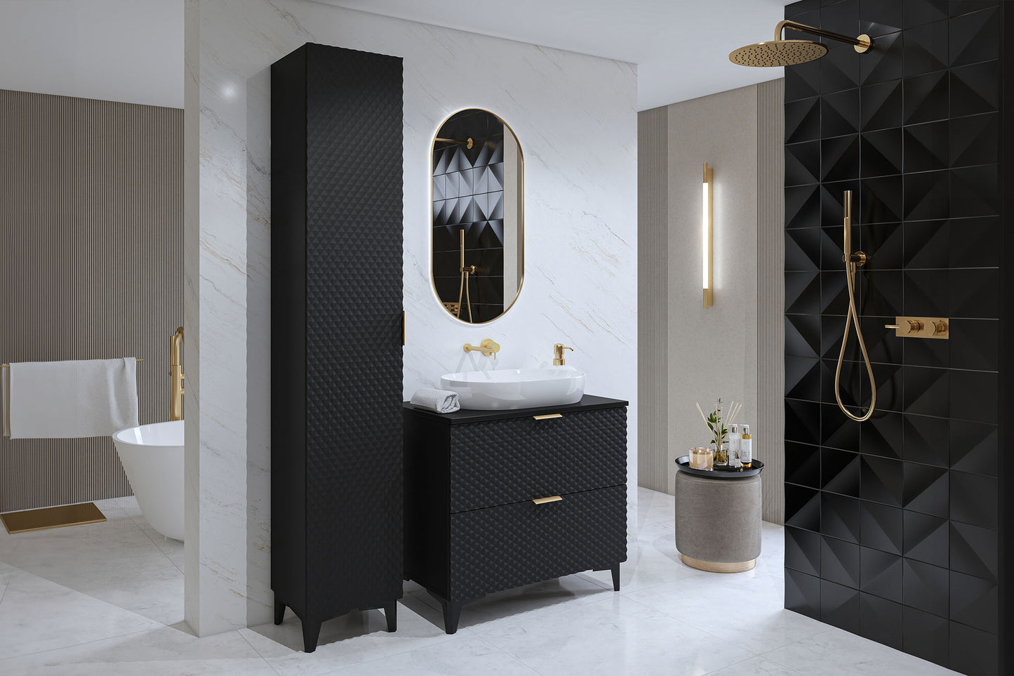 Skapis Lors 80/49/63 cm melns - N1 Home