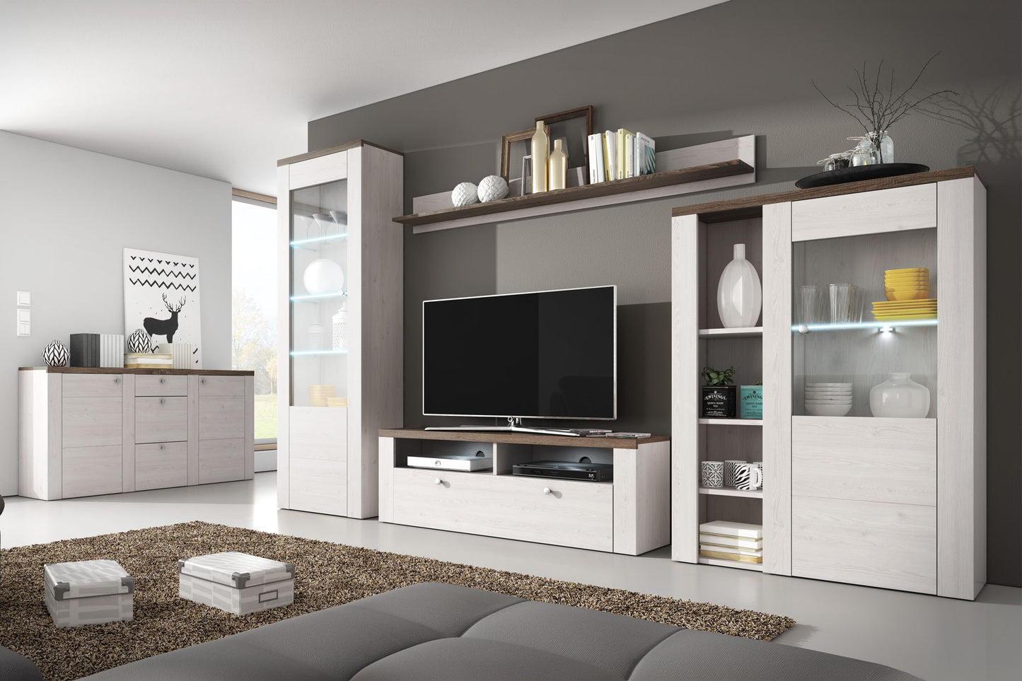 Sienas bloks Laroš 240+/206/37 cm Sonoma trifele/Sibiu lapegle