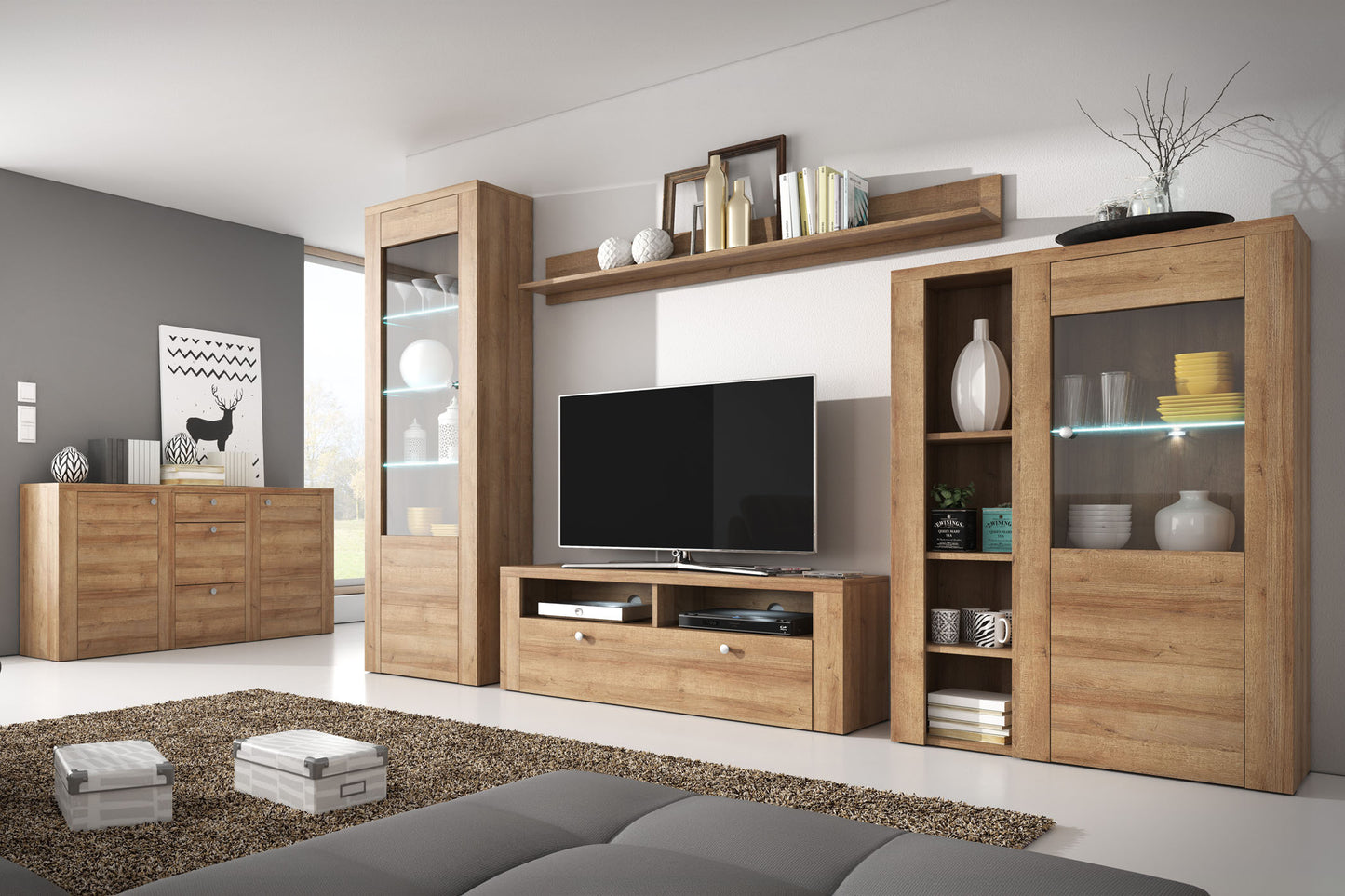 Skapis Laroš 100/37/145 cm Rivjēras gaišais ozols