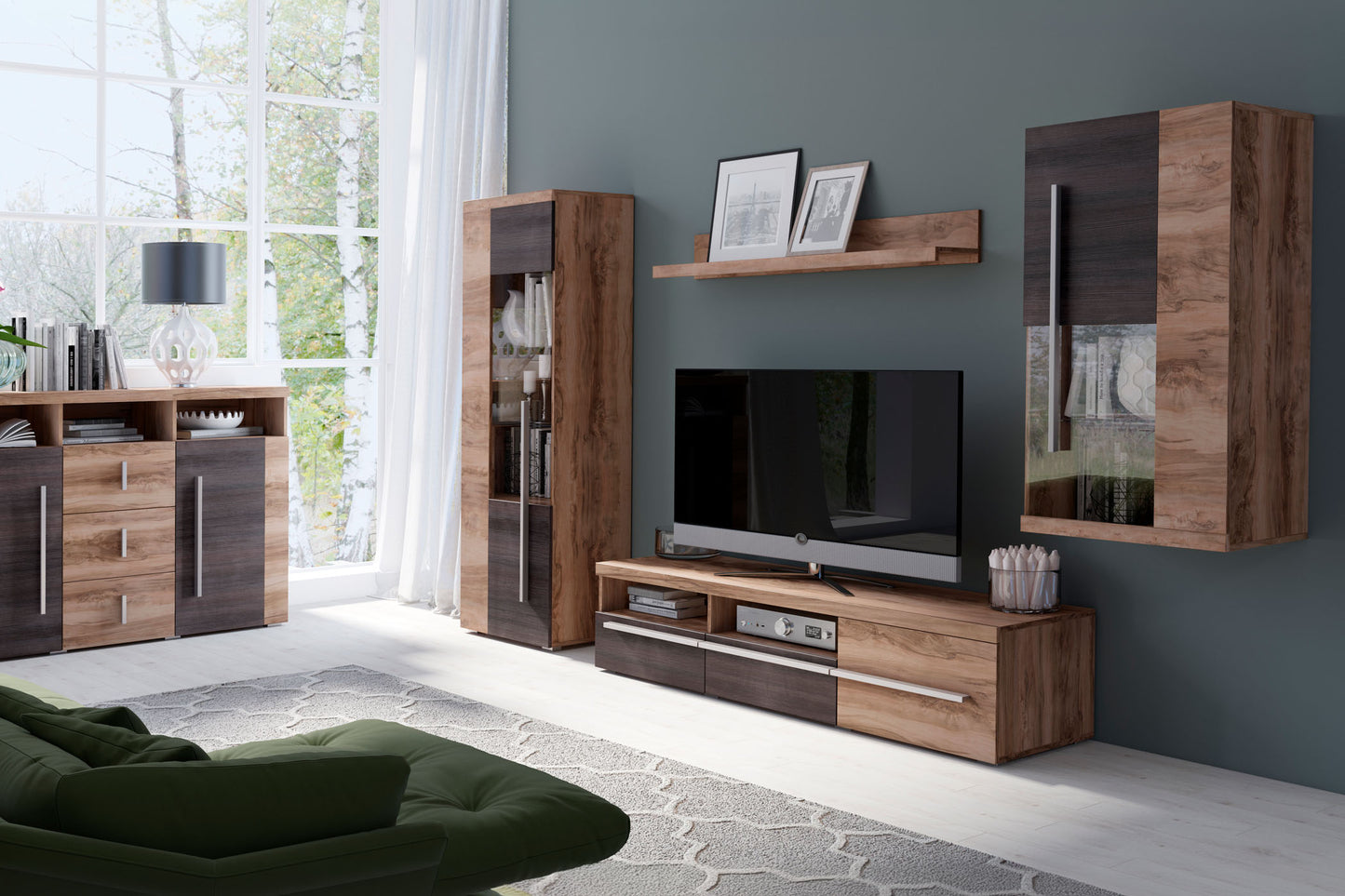 Sienas bloks Rogos 255/160/40 cm touchwood/satīna nusbaum - N1 Home