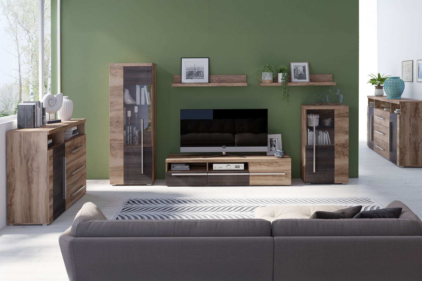 Sienas bloks Rogos 255/160/40 cm touchwood/satīna nusbaum - N1 Home