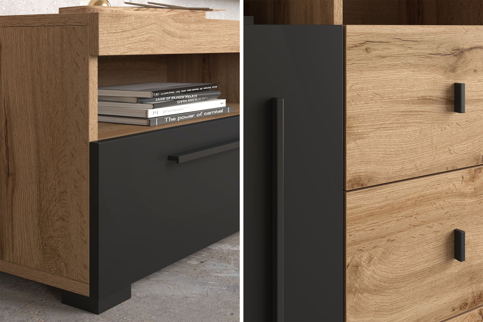 Sienas bloks Rogos 255/160/40 cm touchwood/satīna nusbaum - N1 Home