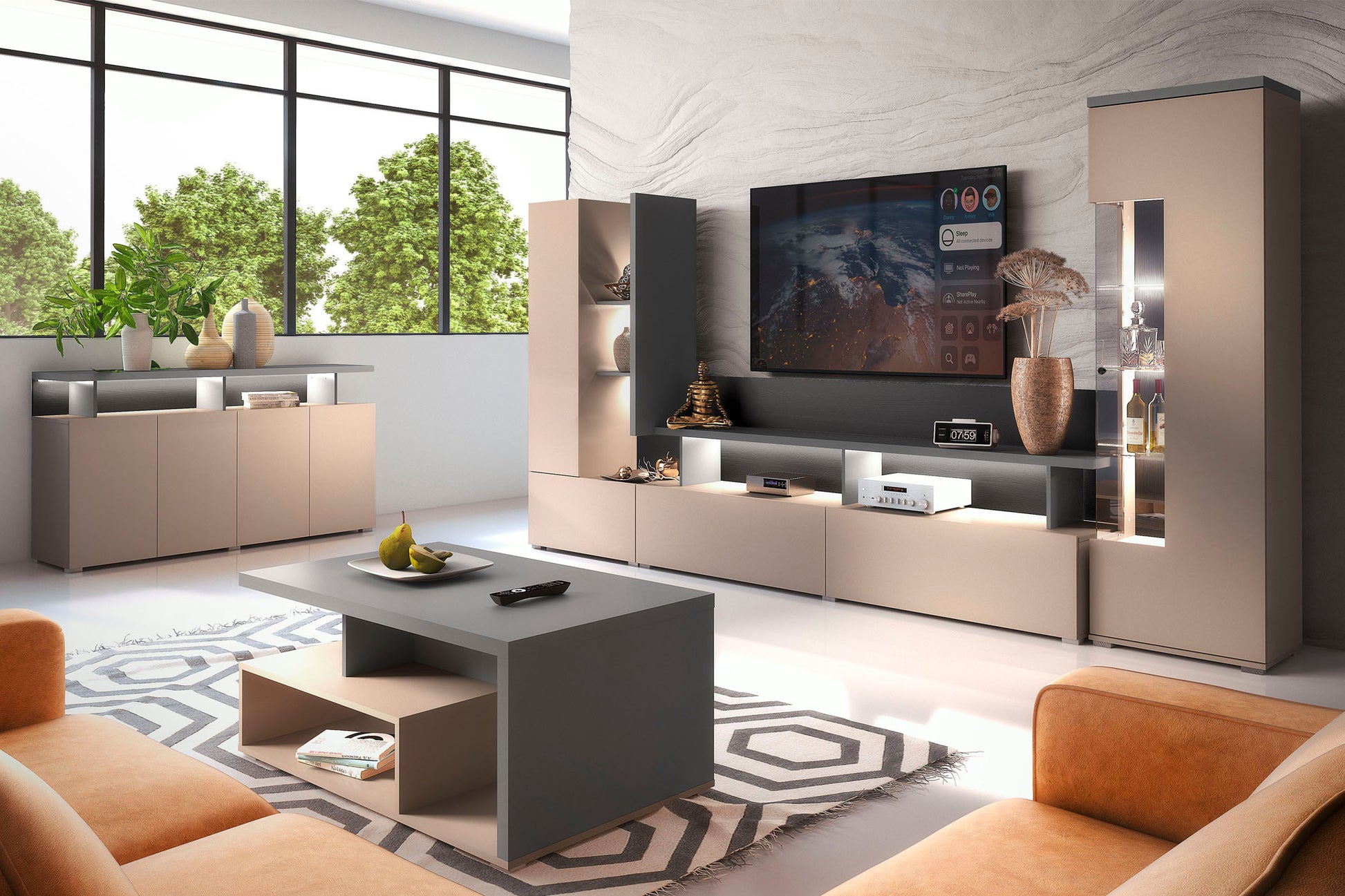 Kumode Serigi 153/84/40 cm congo/antracīts - N1 Home