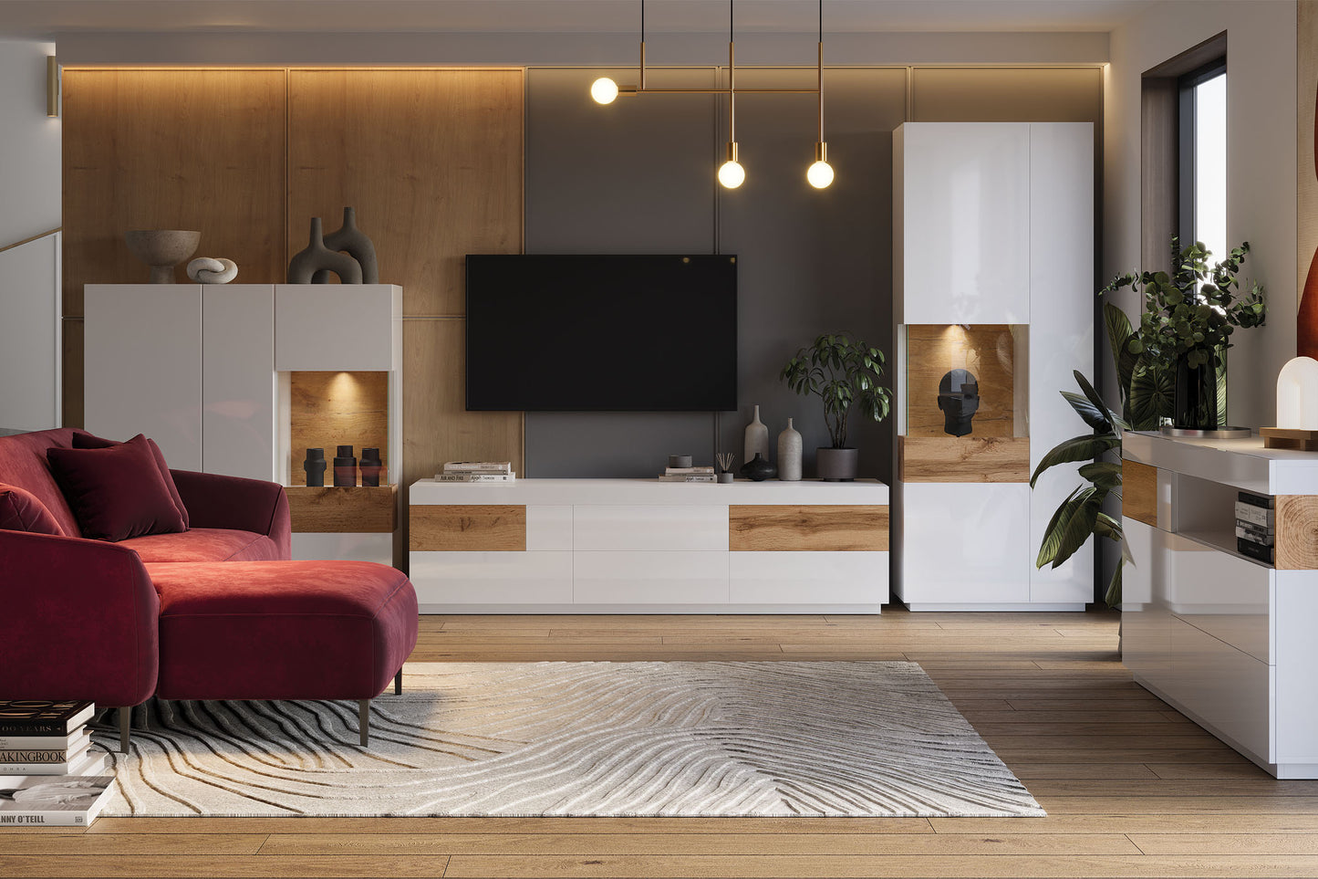 Kumode Solani 130/139/40 cm balts/Votan ozols - N1 Home