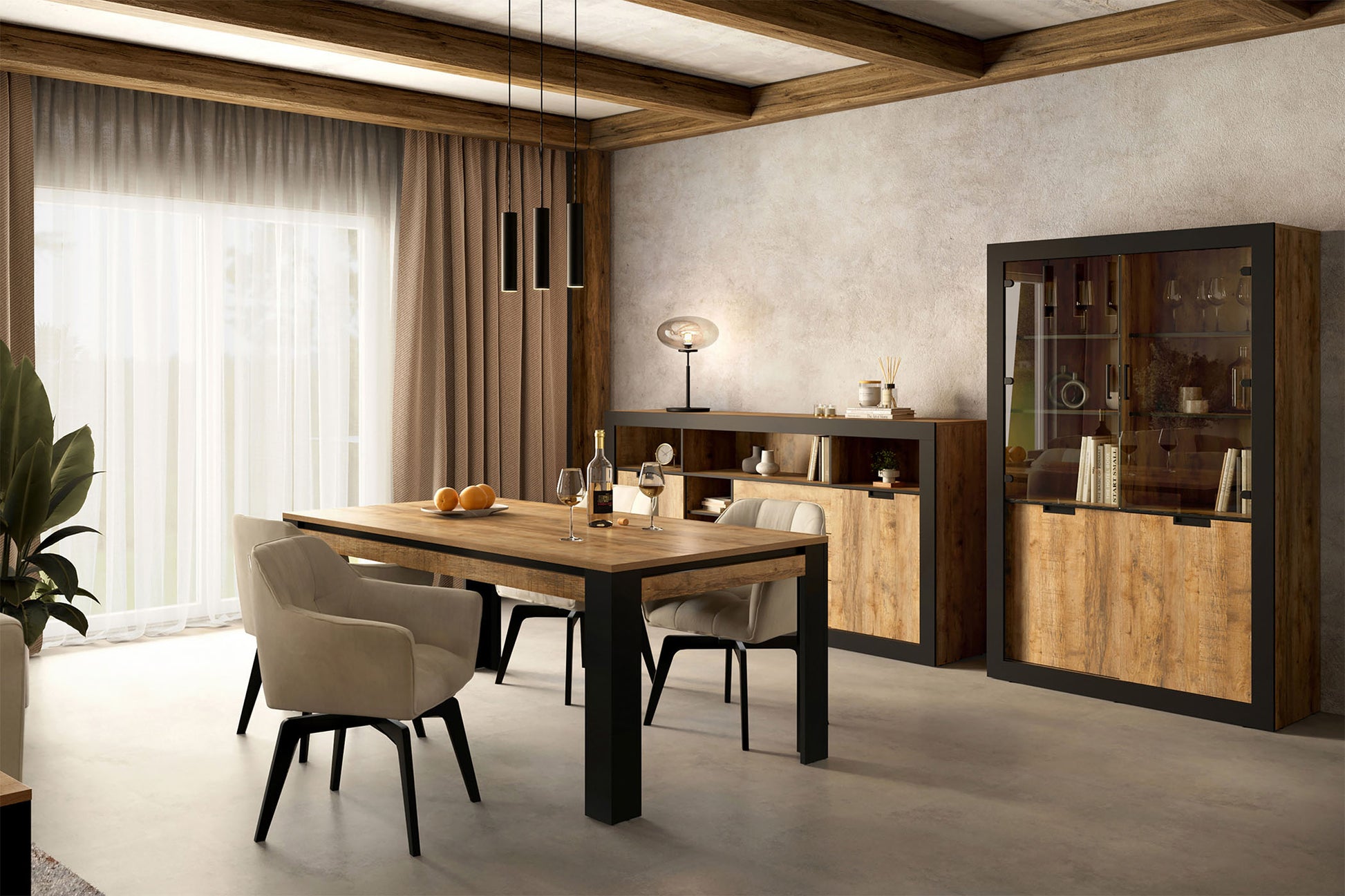 Kumode Valor 220/45/85 cm samdal ozols/melns - N1 Home