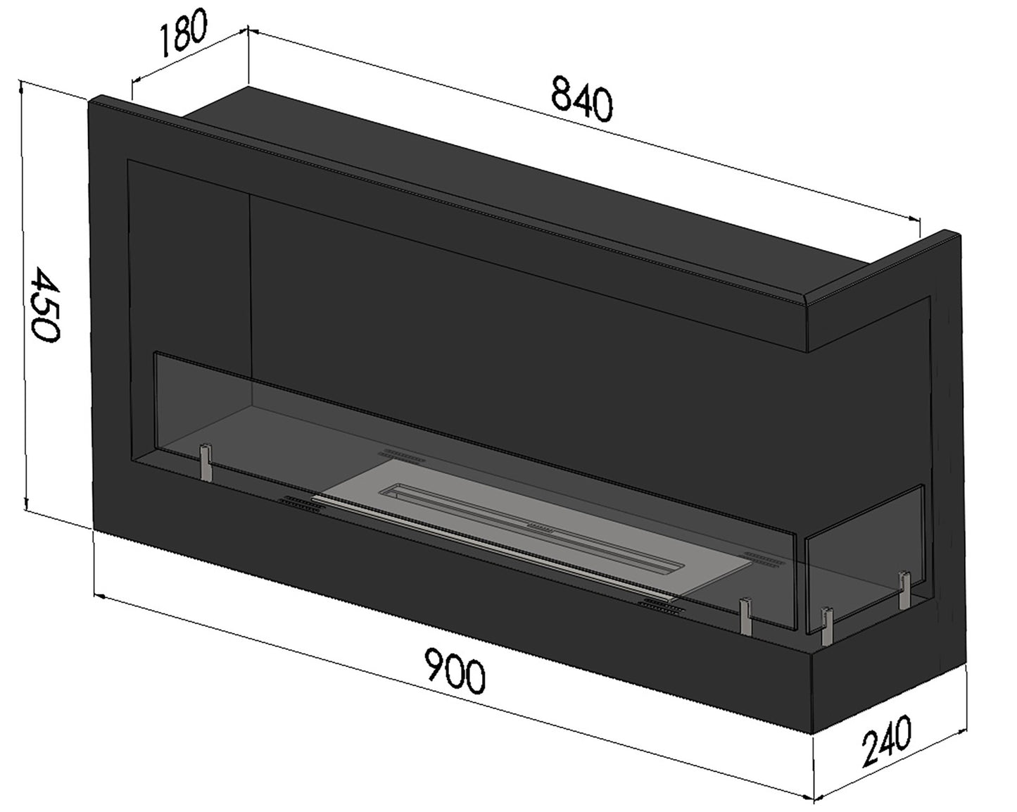 Biokamīns Cornia 90/45/24 cm melns - N1 Home