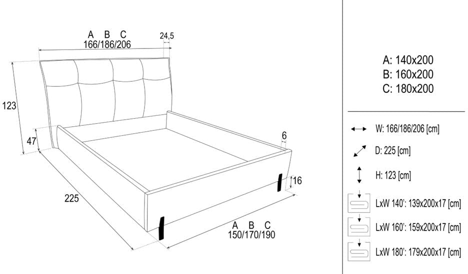 Gulta Dalaje 140/160/180x200 cm bēšs - N1 Home