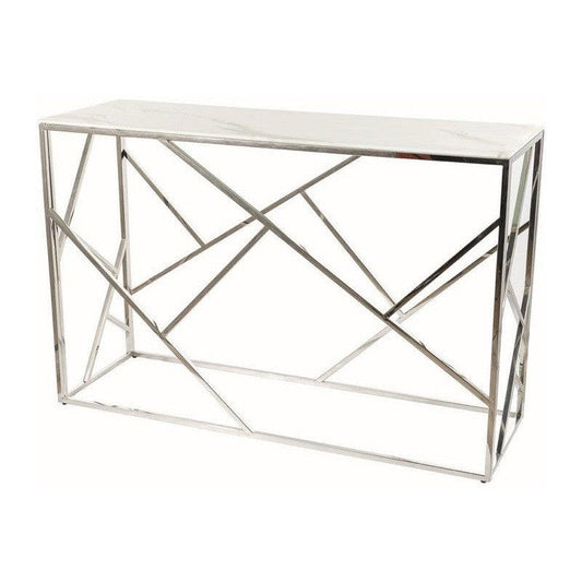 ESC konsole, balts marmors/sudrabs 40x120 cm - N1 Home