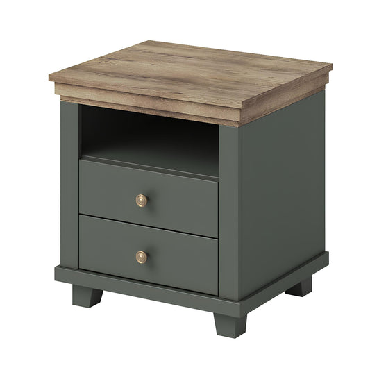 Naktsskapis Evtar 52/54/42 cm zaļs/Lefkas ozols